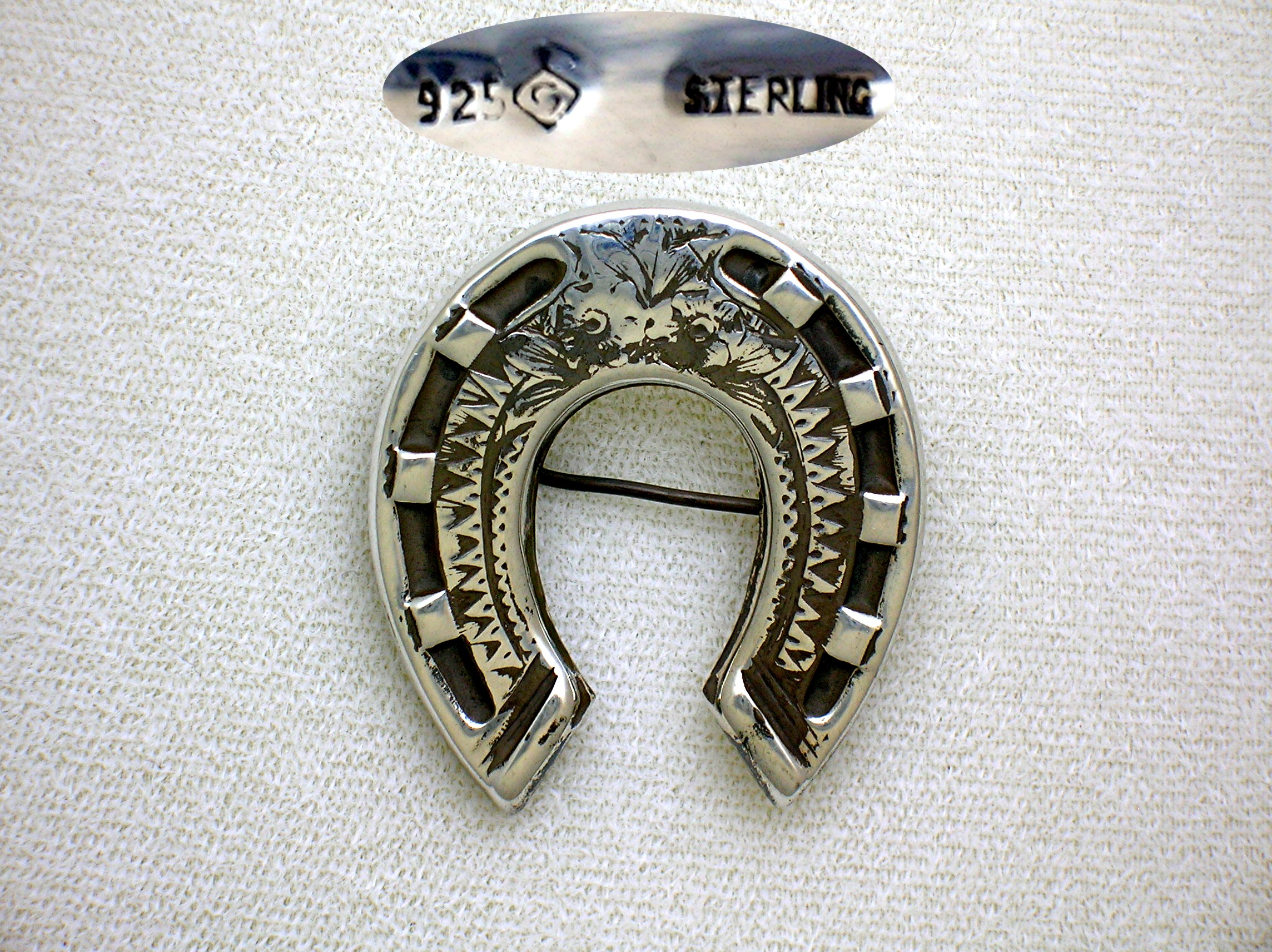 English Victorian Silver Horseshoe Brooch
