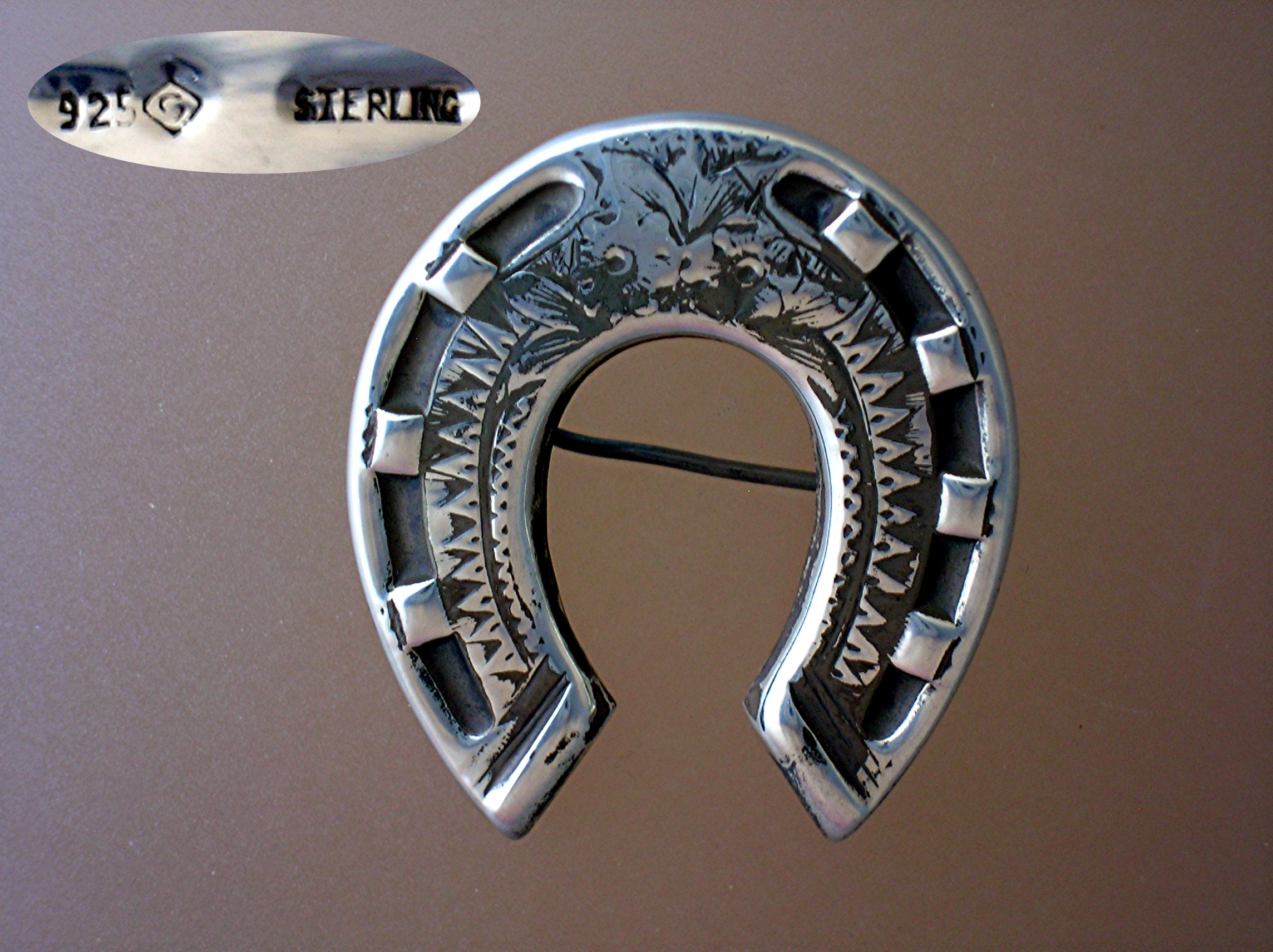 English Victorian Silver Horseshoe Brooch