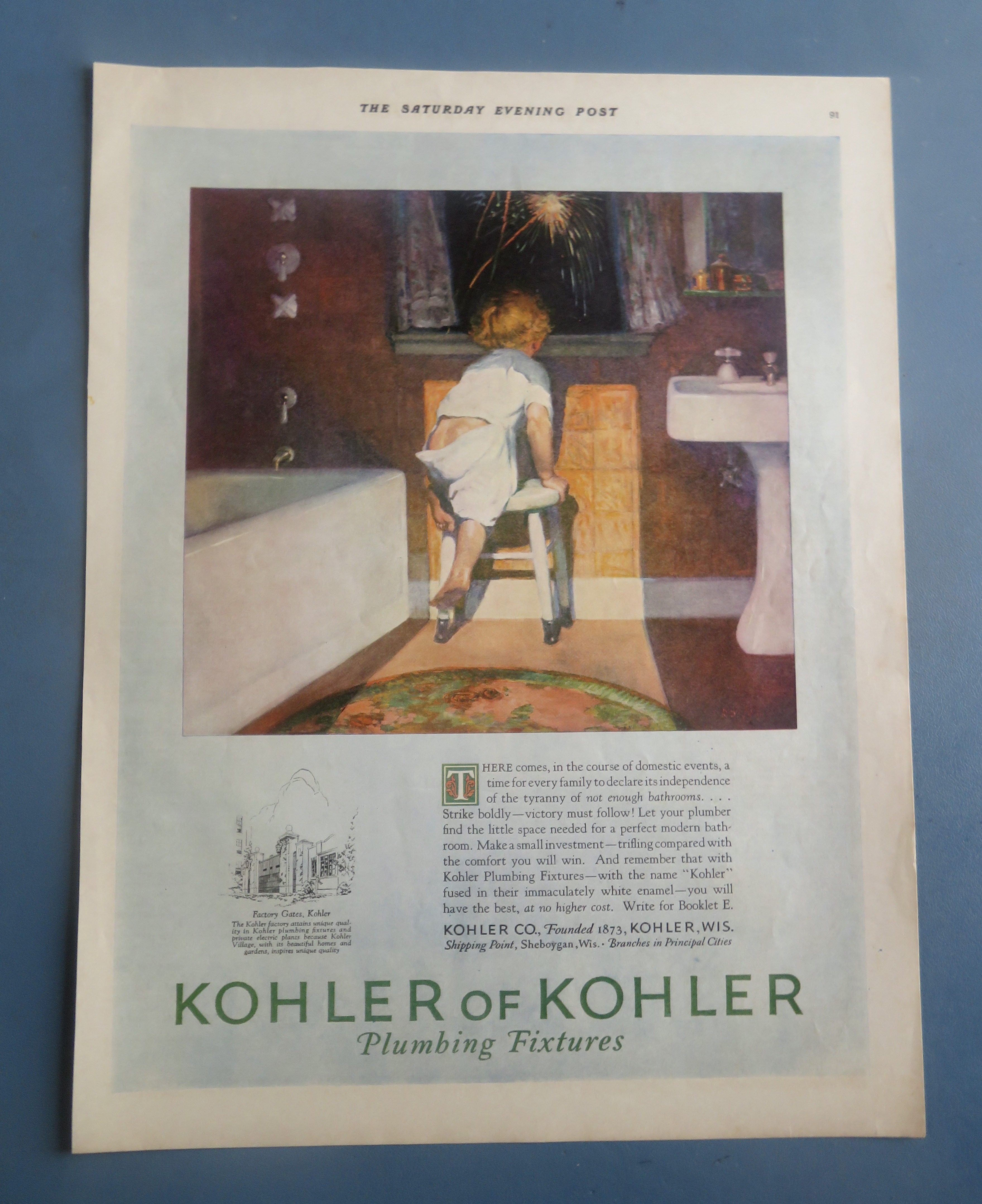 1923 Kohler Of Kohler with Child Climbing Stool