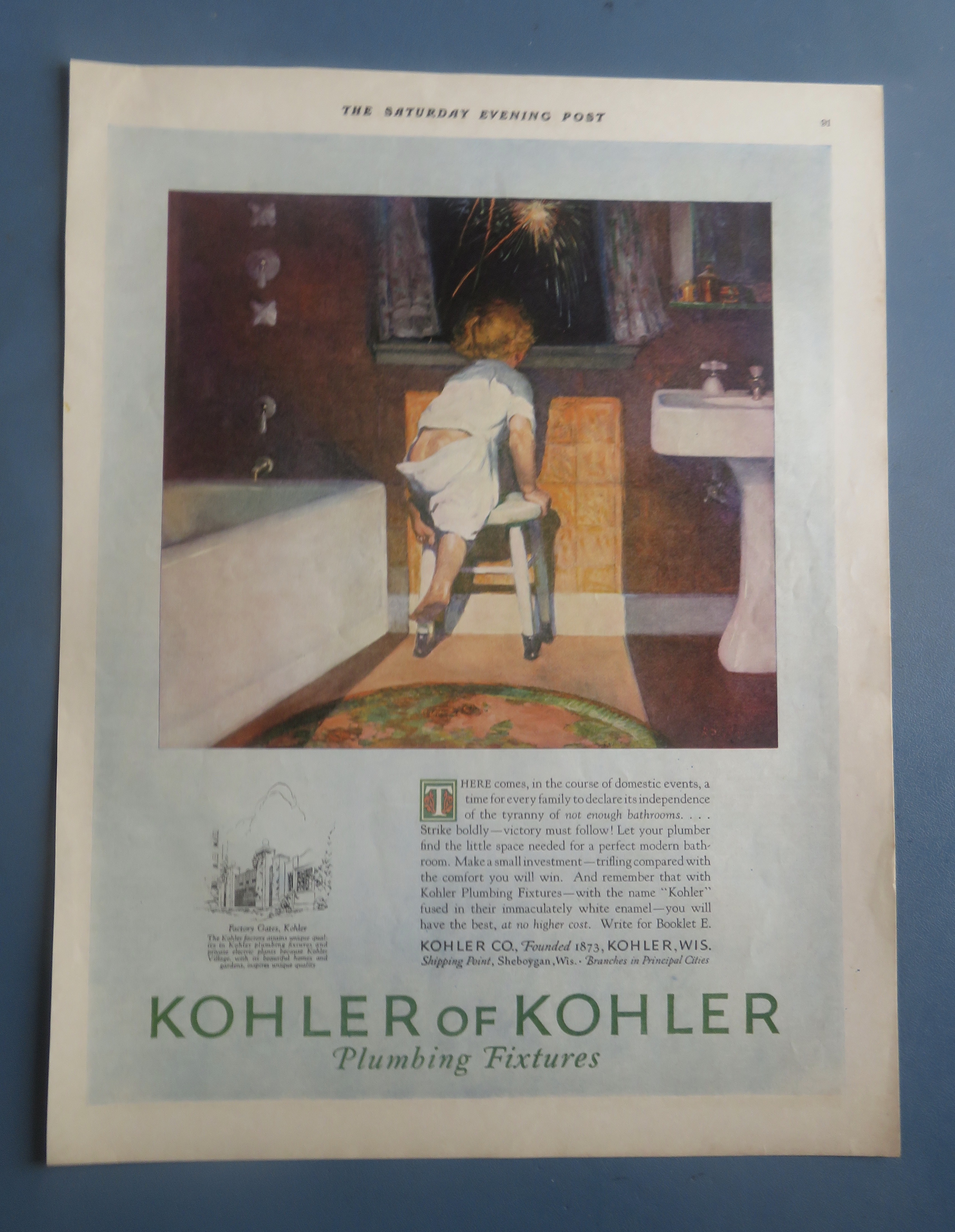 1923 Kohler Of Kohler with Child Climbing Stool