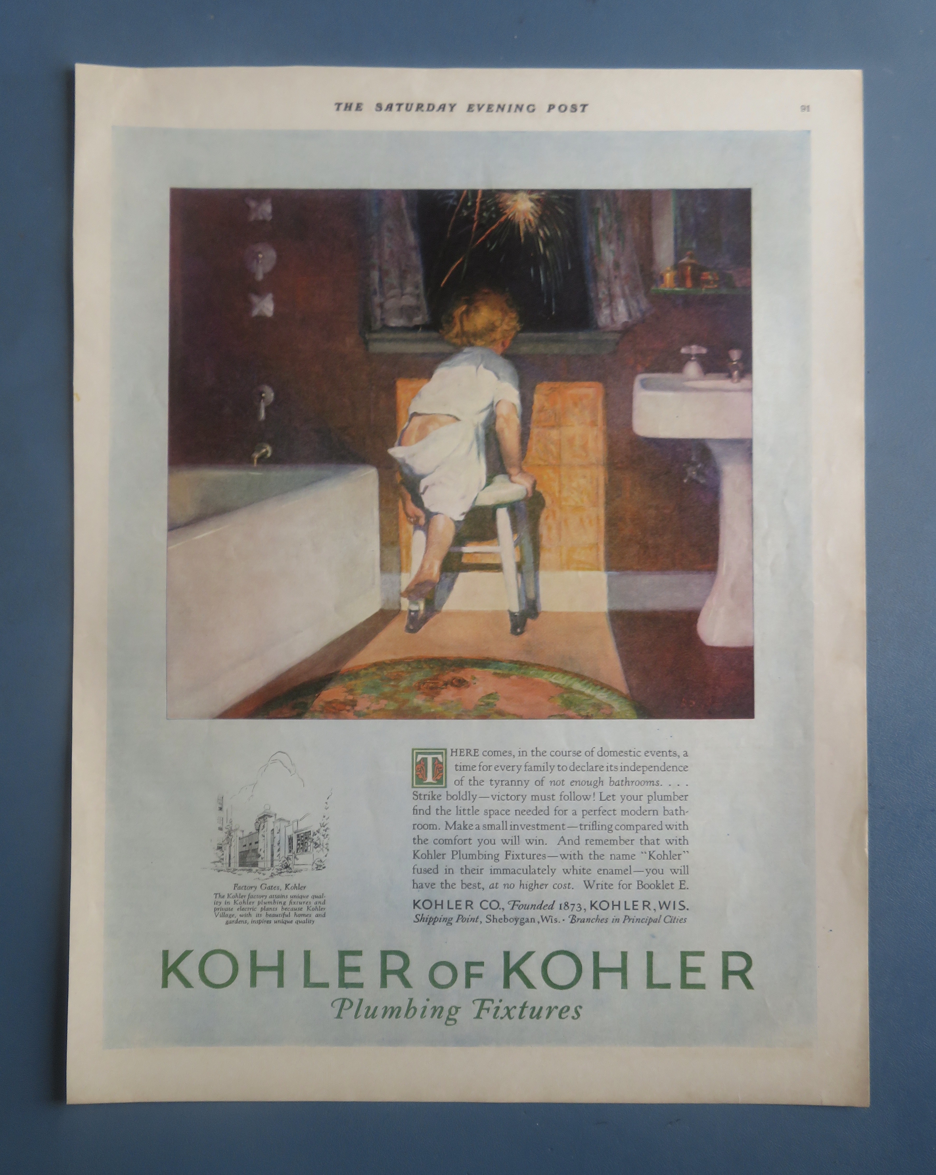 1923 Kohler Of Kohler with Child Climbing Stool