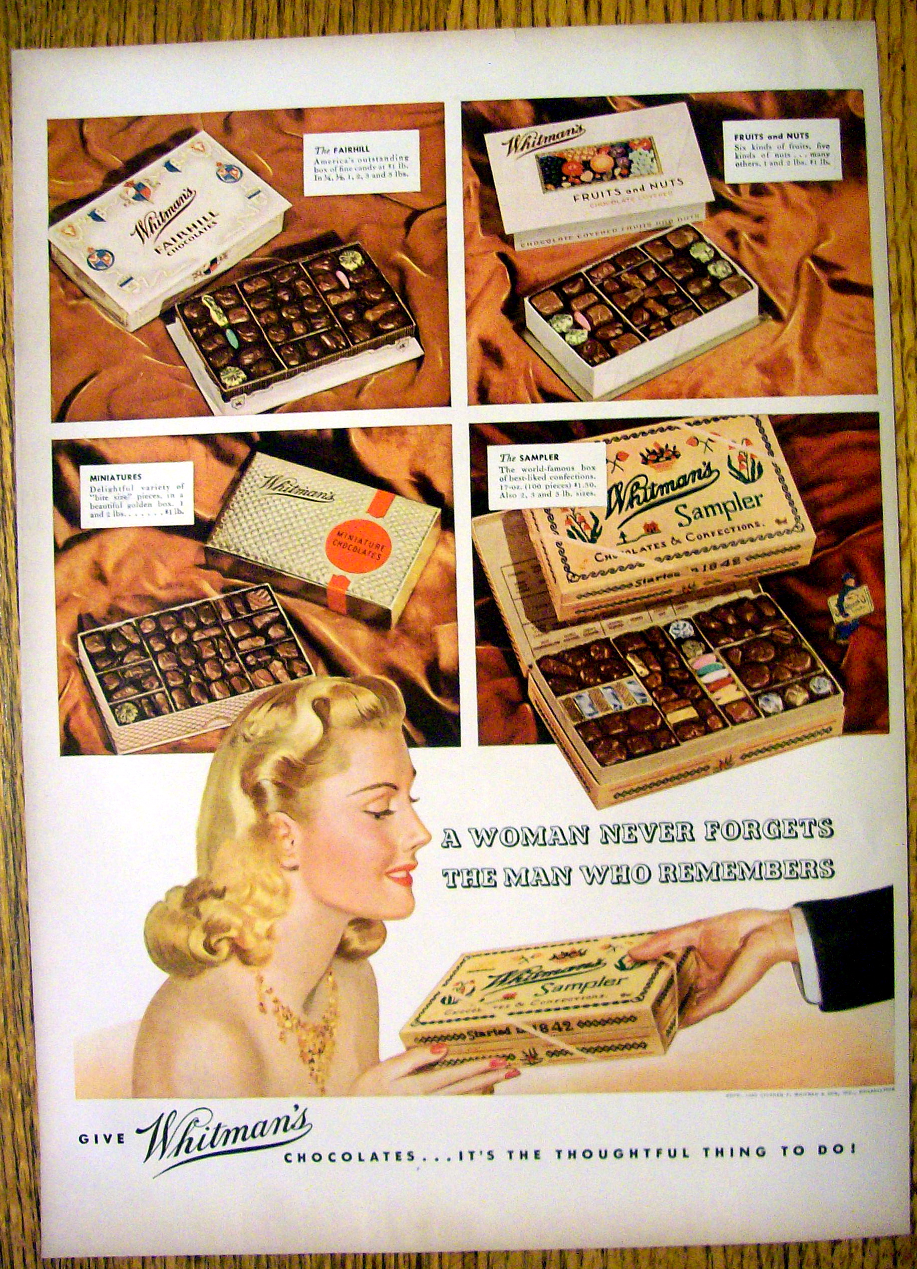 1940 Whitman's Chocolates with Different Chocolates