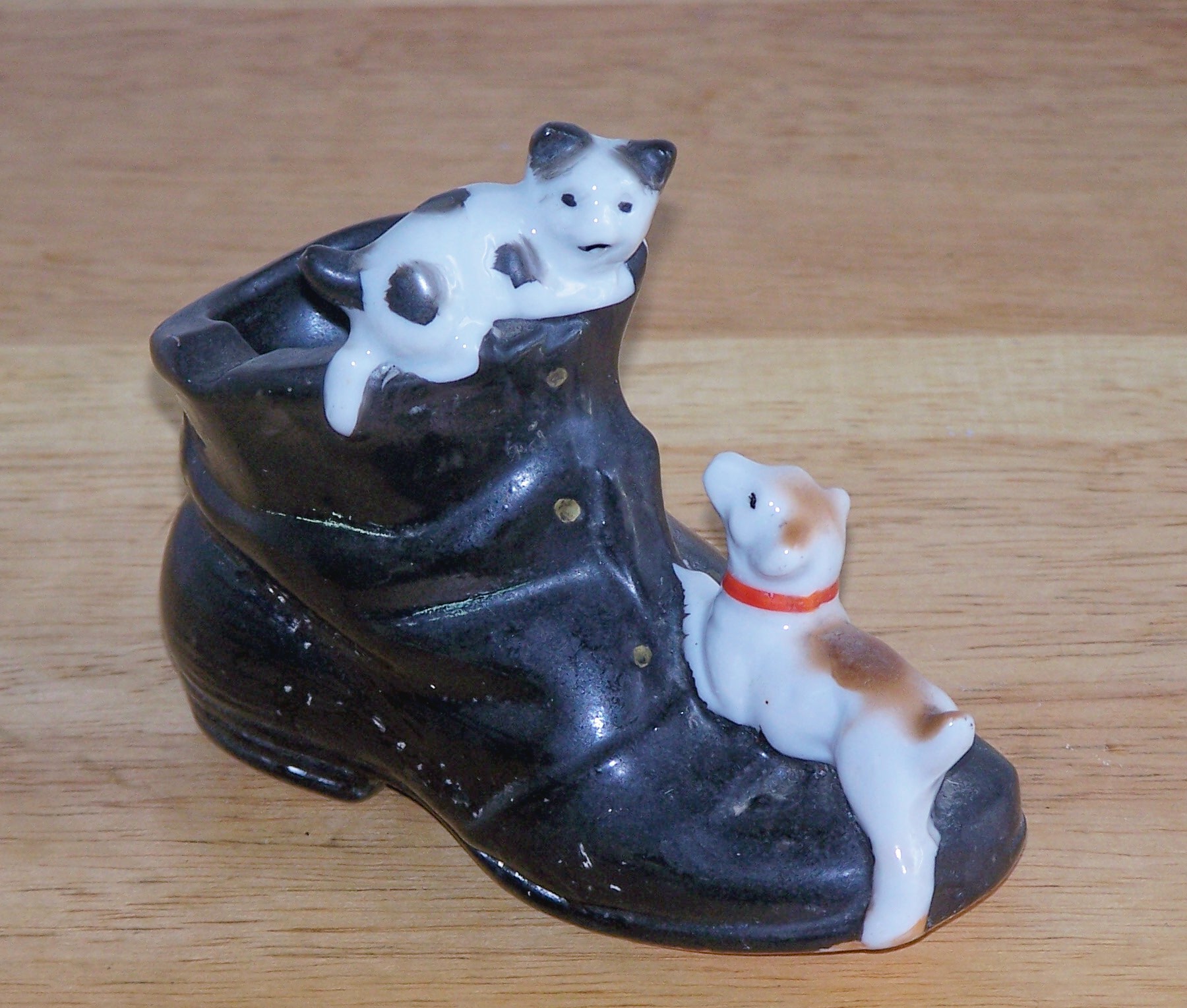 Mij Dog & Cat On Black Shoe