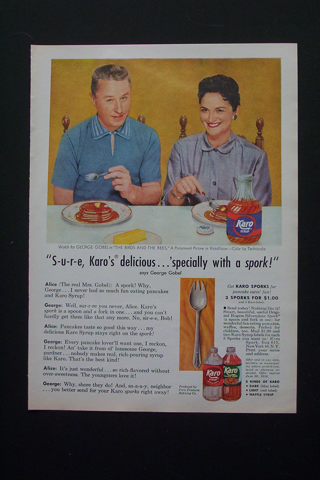 1956 Karo Syrup with George & Alice Gobel