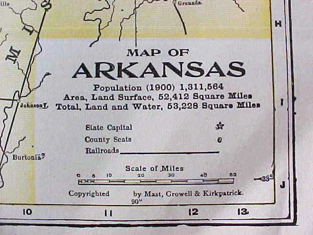Antique Map North & South Dakota Arkansas 1906