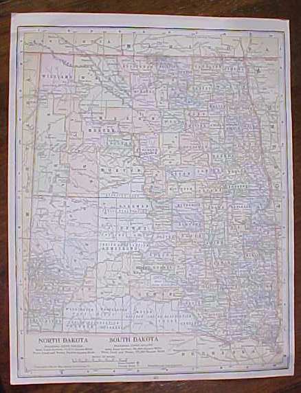 Antique Map North & South Dakota Arkansas 1906