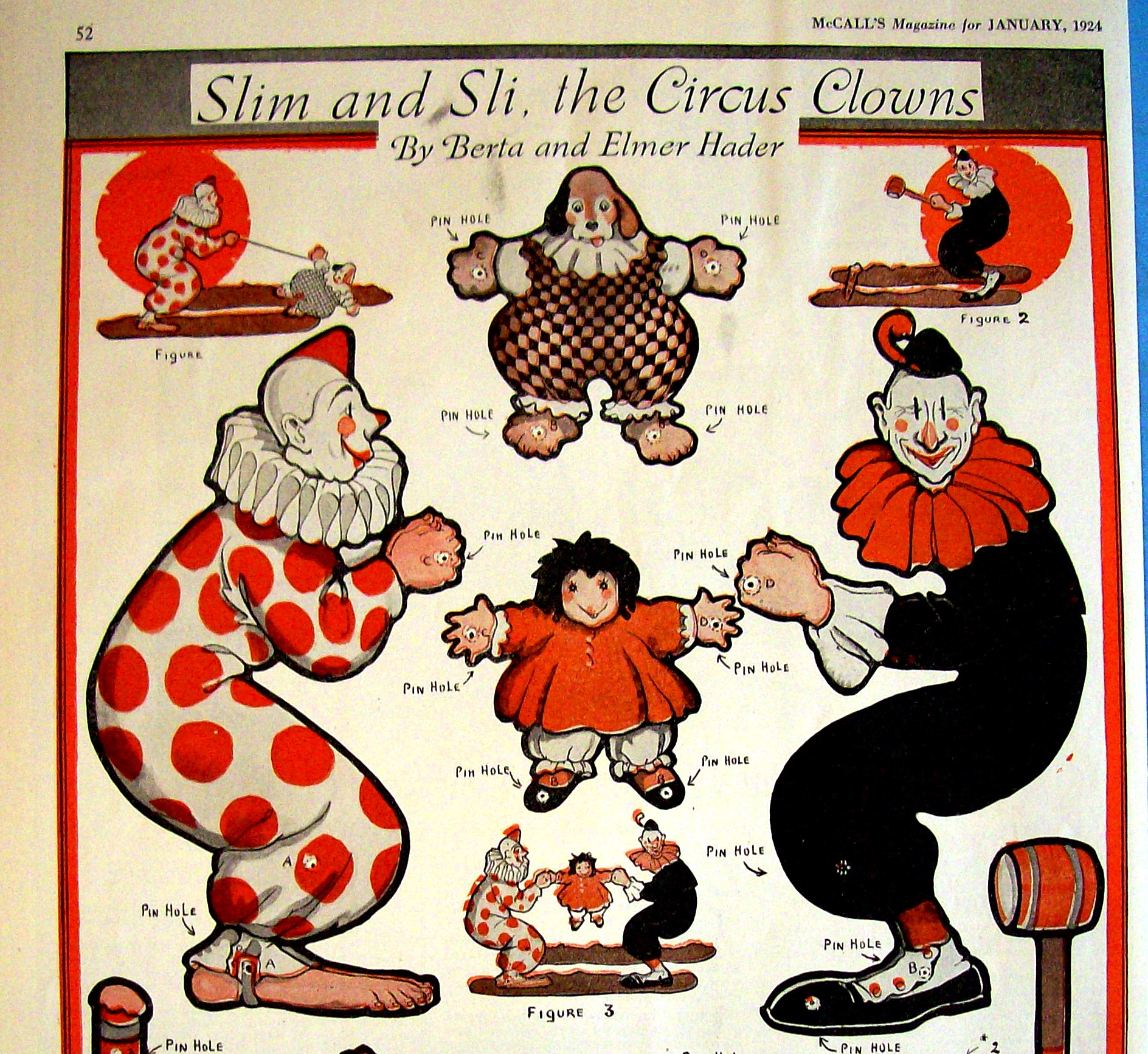 Slim & Sli, The Circus Clown Paper Dolls - January 1924