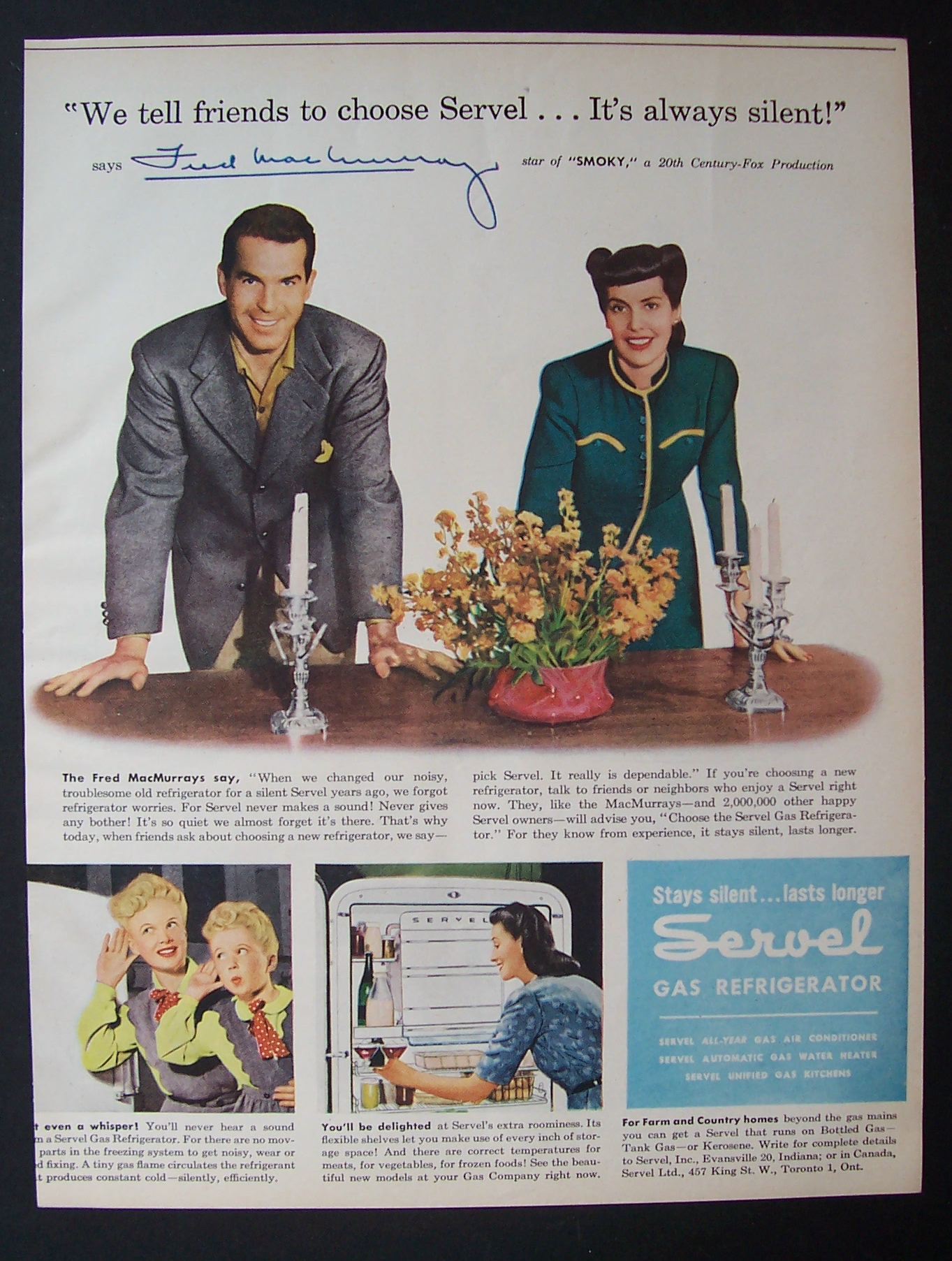 1946  Servel Gas Refrigerator w/ Fred Mac Murray