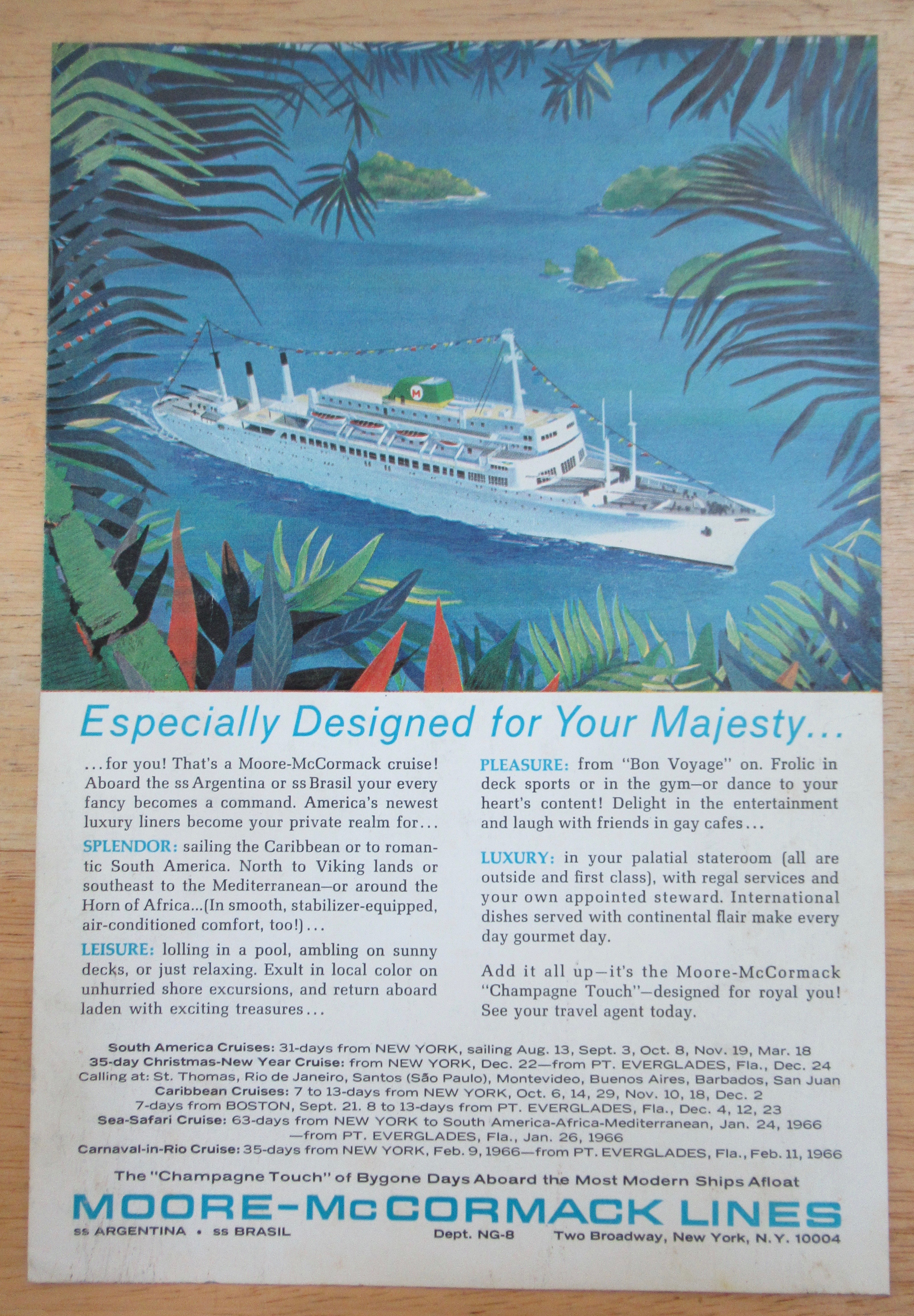 1965 Moore McCormack Lines w/ Designed For Your Majesty