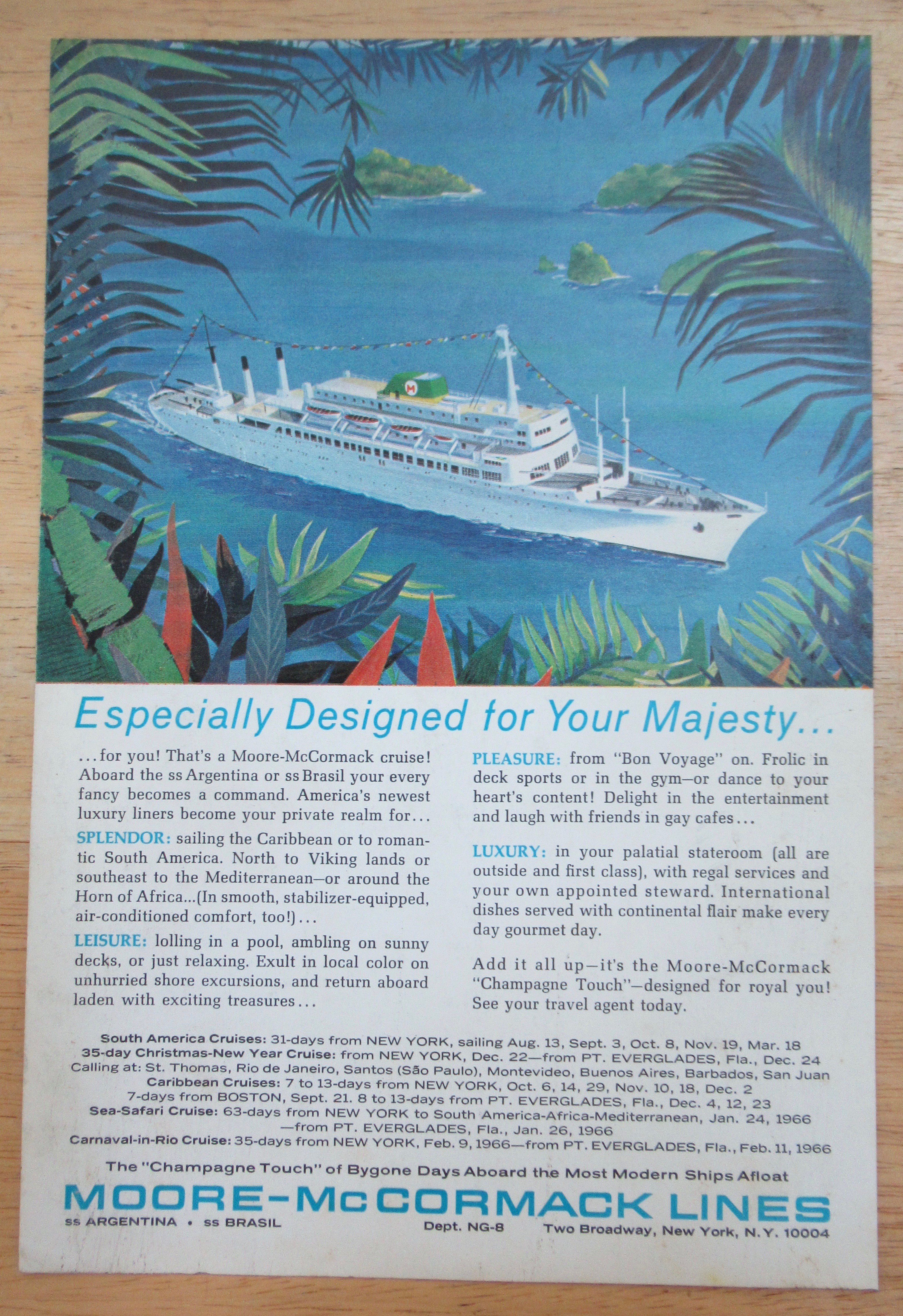 1965 Moore McCormack Lines w/ Designed For Your Majesty