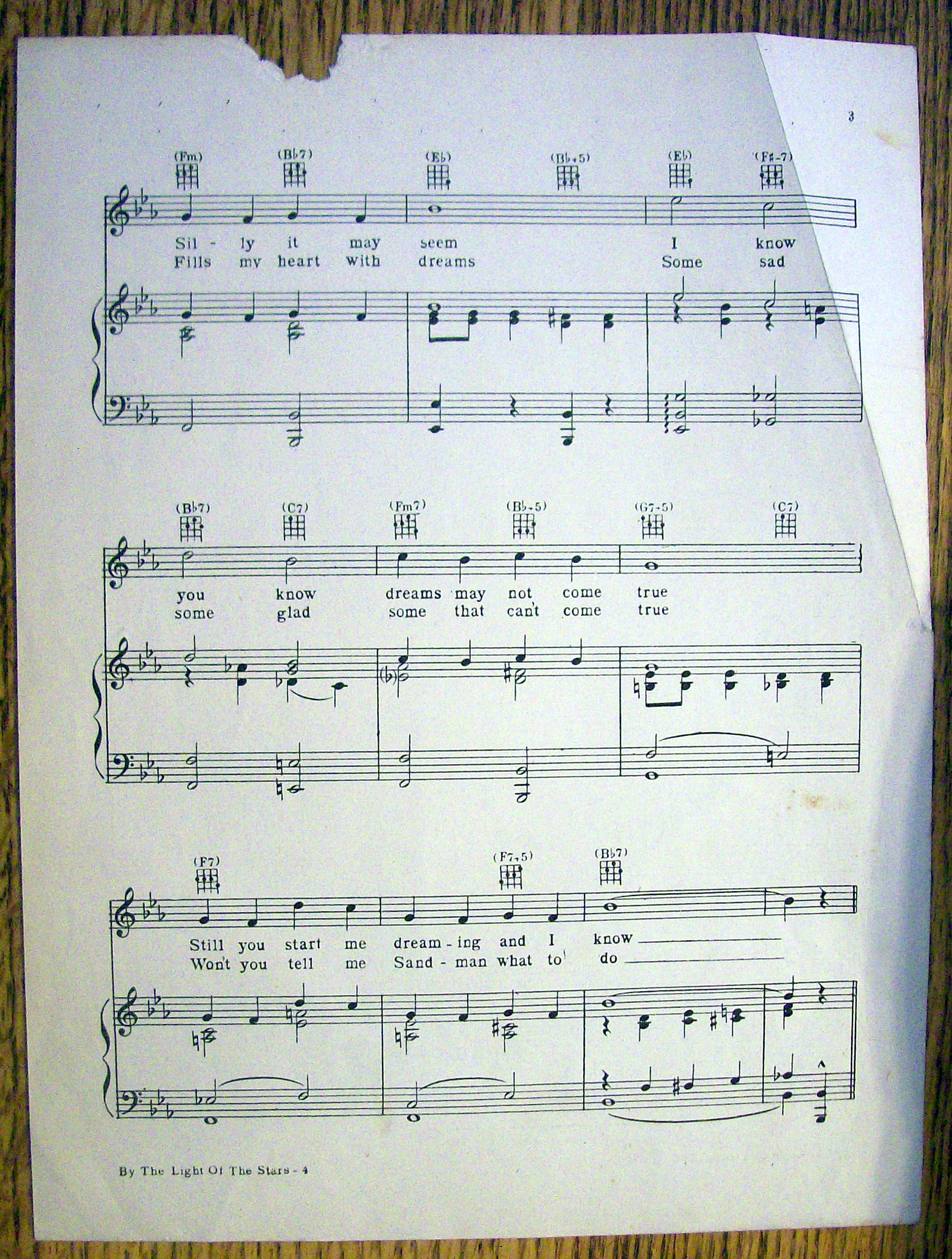 Sheet Music For 1925 By The Light Of The Stars