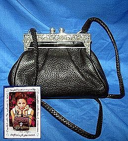 Brighton Antique Look Black leather and Silver Top Bag