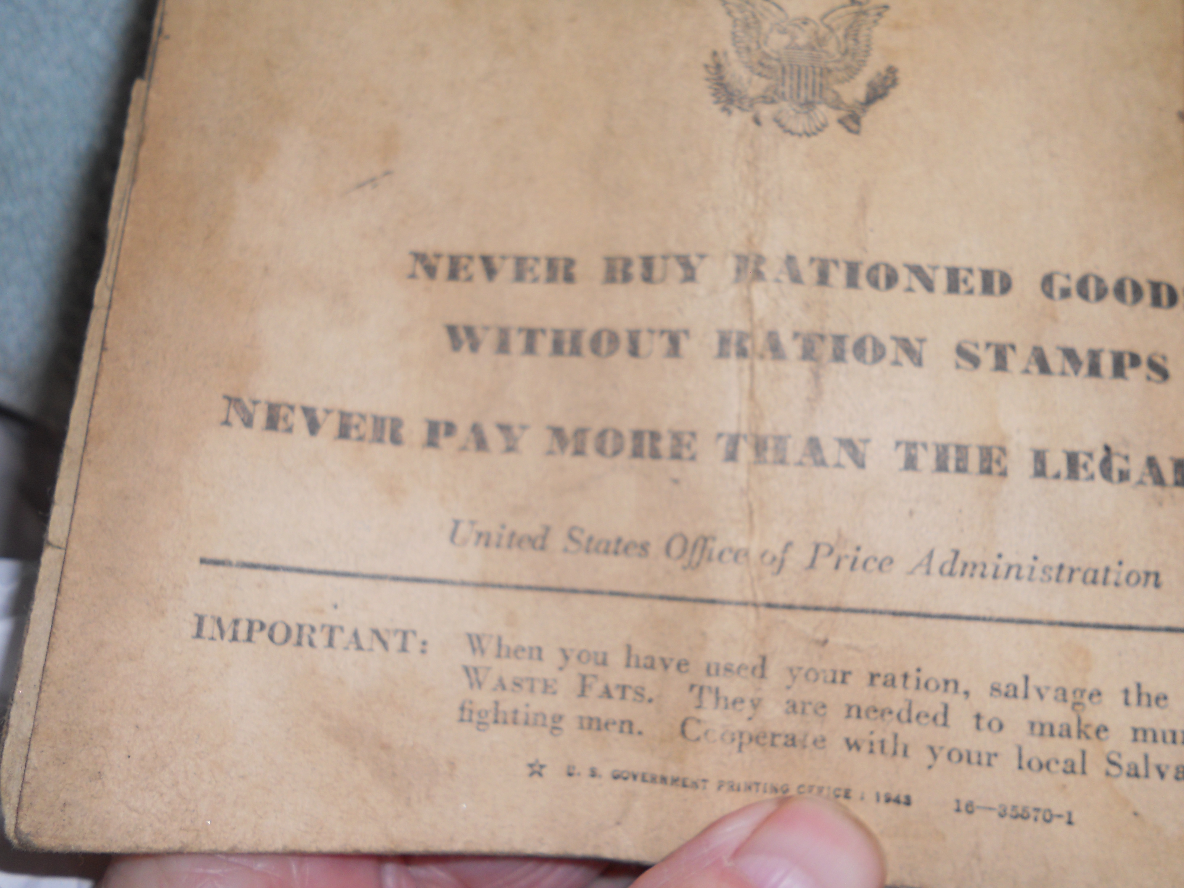 War Rations Book with Stamps with cover