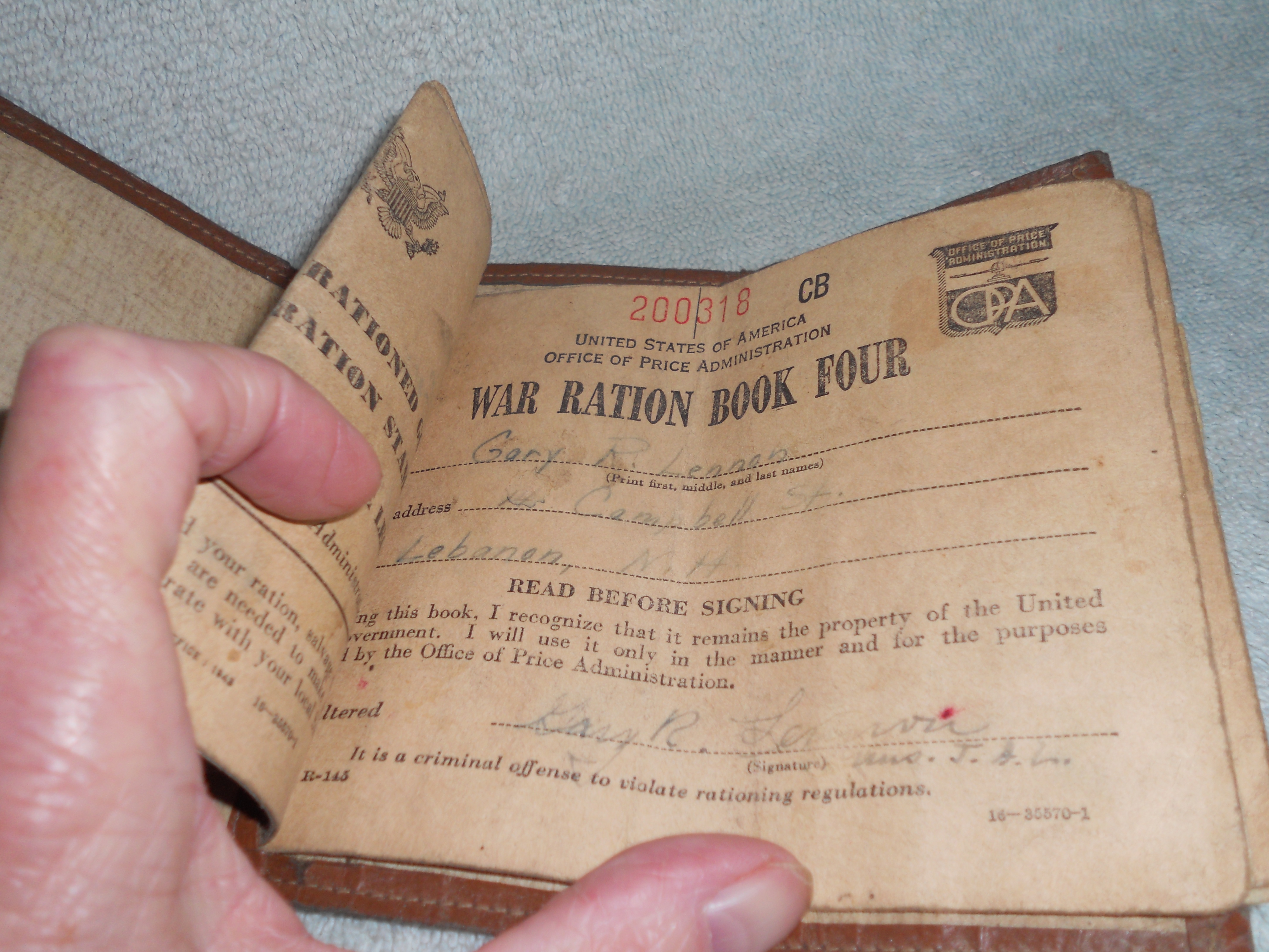 War Rations Book with Stamps with cover