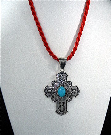 Albert Jake Kingman Turquoise Sterling Silver Cross