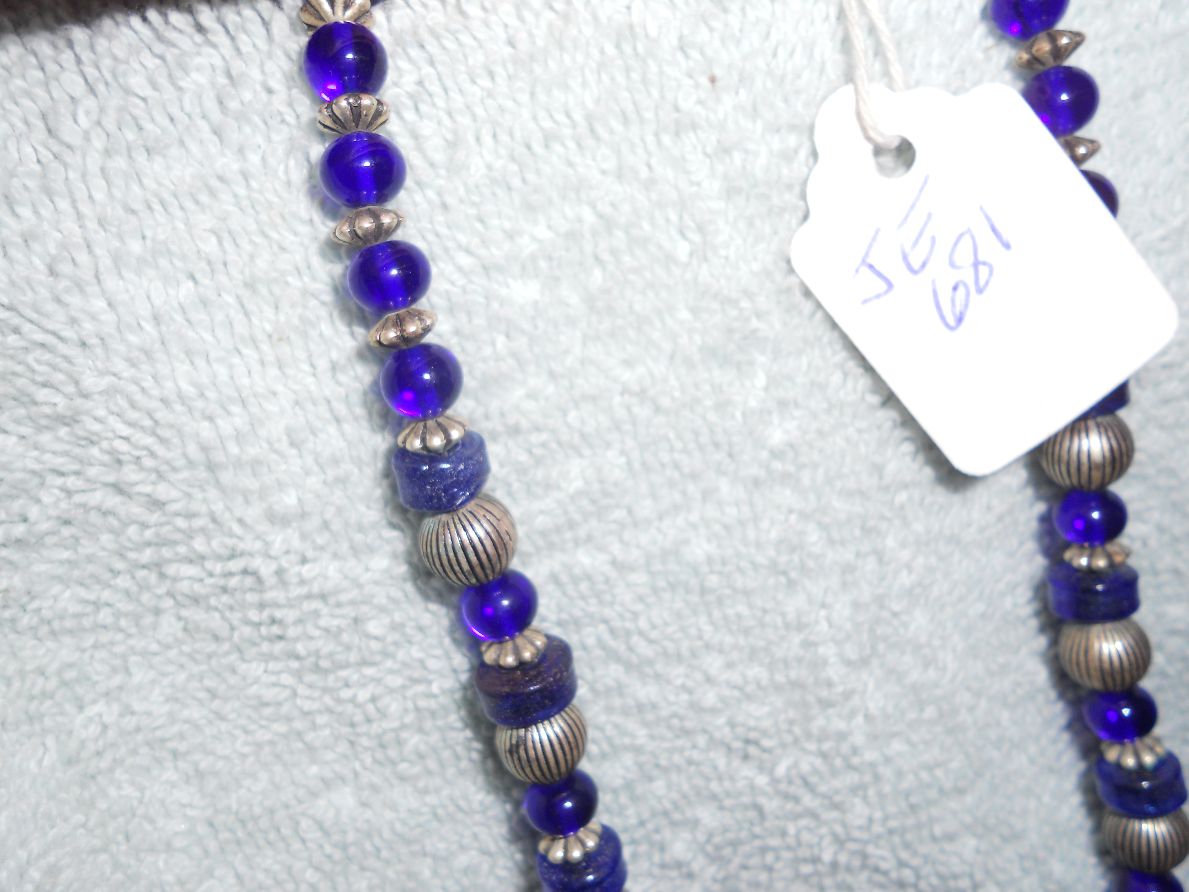 Blown Art Glass Cobalt Blue Bead Necklace set