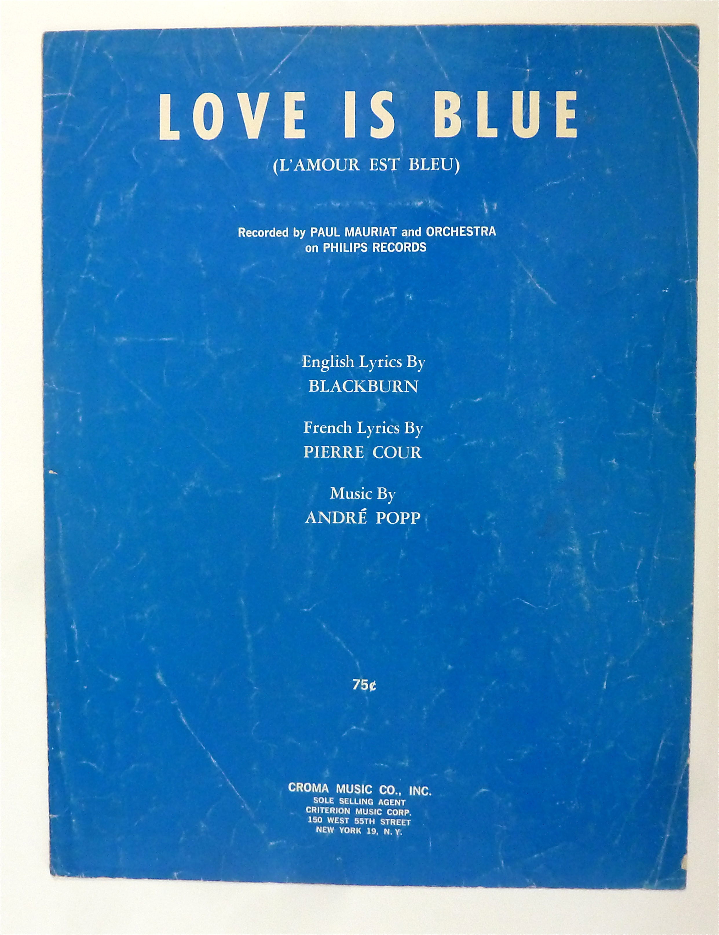 Sheet Music For 1968 Love Is Blue