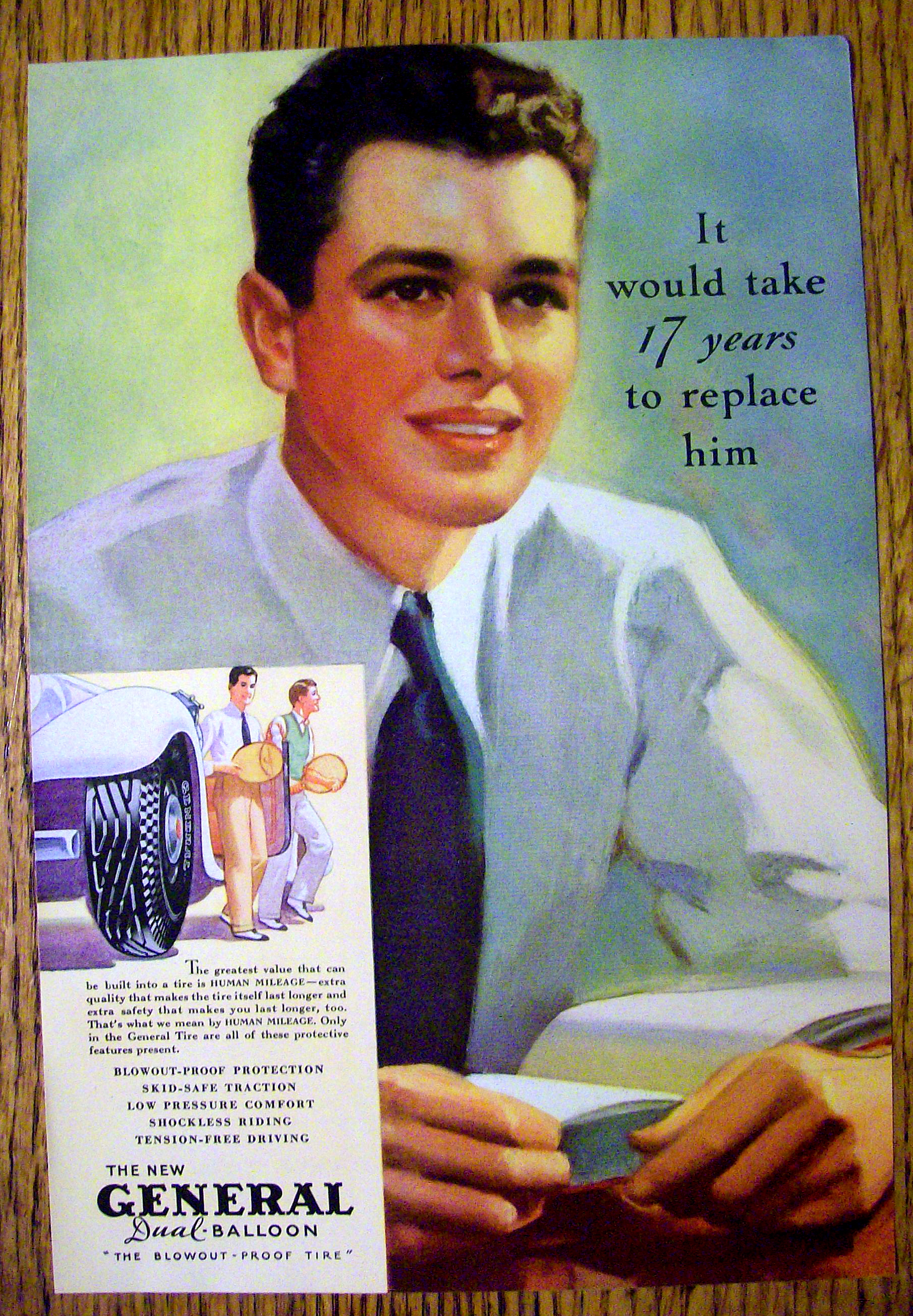 1935 General Dual Balloon Tire with Young Man in School