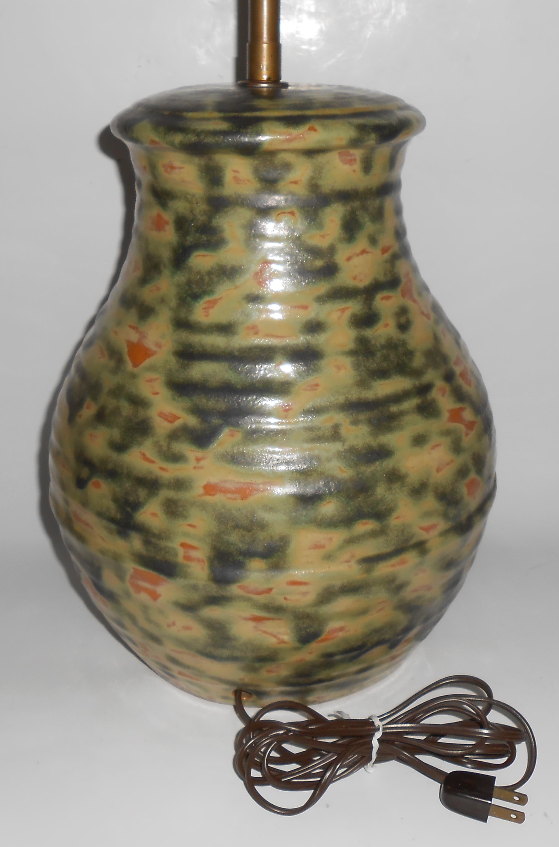Fulper Art Pottery Wheel Thrown Colonial Large Lamp