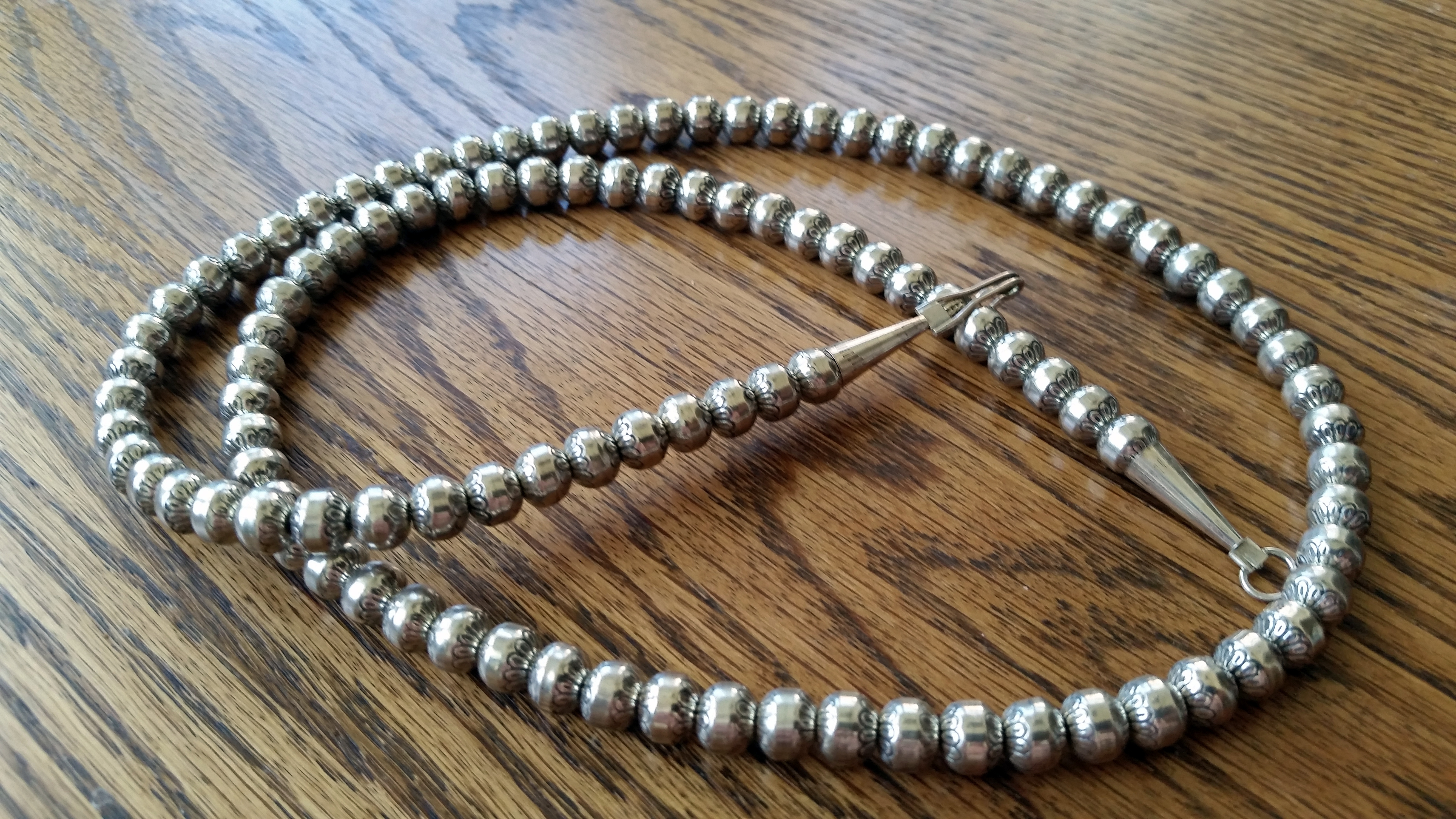 Native American Sterling Silver Navajo Pearls  Necklace