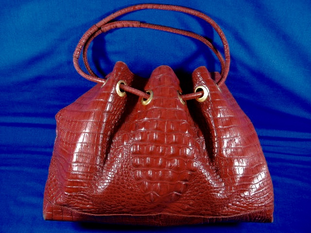 Brahmin Red Leather Trina Drawstring Handbag
