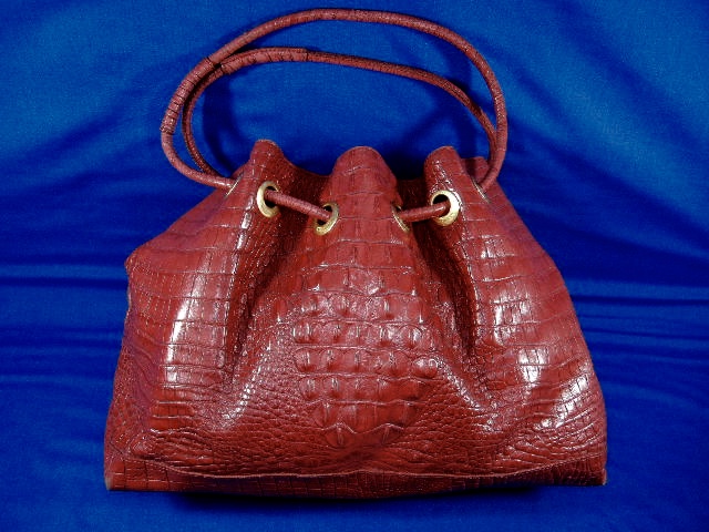 Brahmin Red Leather Trina Drawstring Handbag