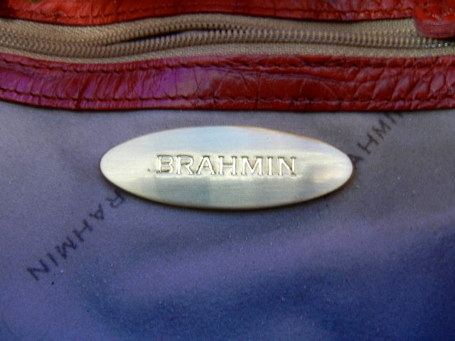 Brahmin Red Leather Trina Drawstring Handbag