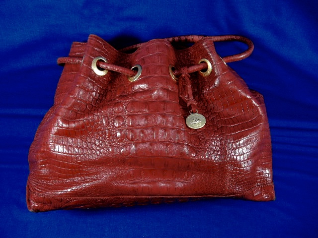 Brahmin Red Leather Trina Drawstring Handbag