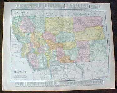 Antique Map Montana Idaho 1912