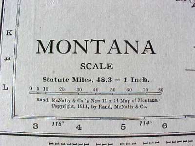 Antique Map Montana Idaho 1912