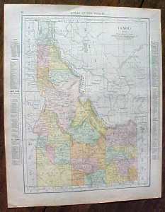 Antique Map Montana Idaho 1912