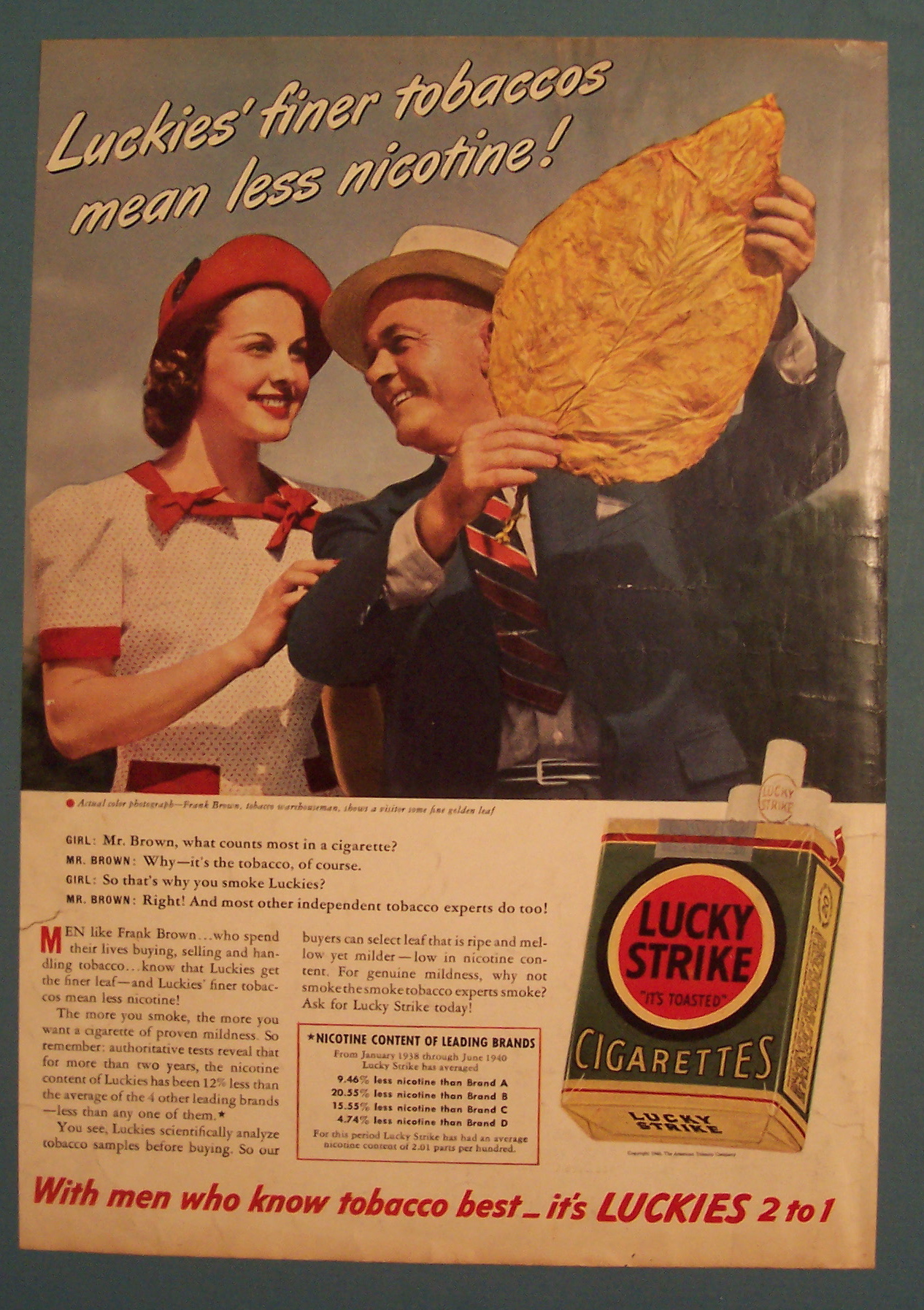 1940 Lucky Strike Cigarettes with Man & Woman