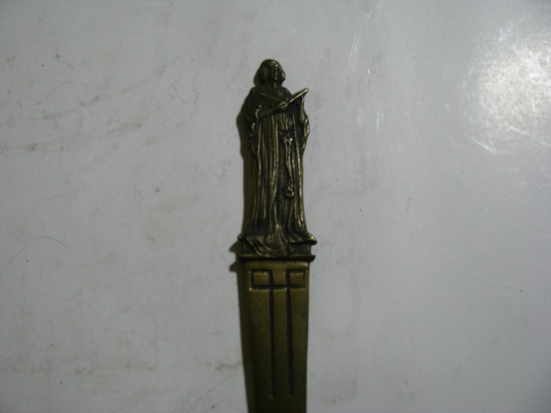 Vintage Art Deco Brass Figural Letter Opener - Draped Scholar Monk Page Turner