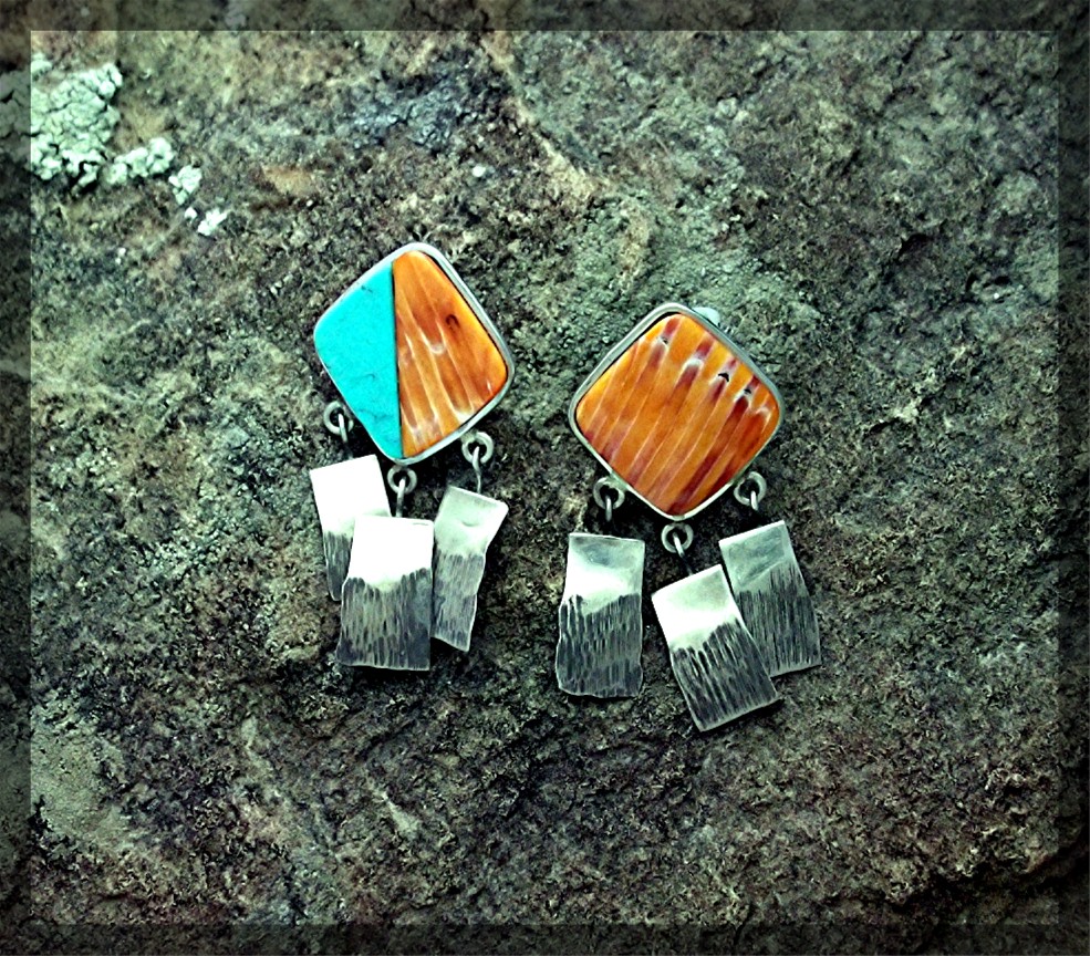 Navajo Turquoise Spiny Oyster Sterling Silver LOVATO Po