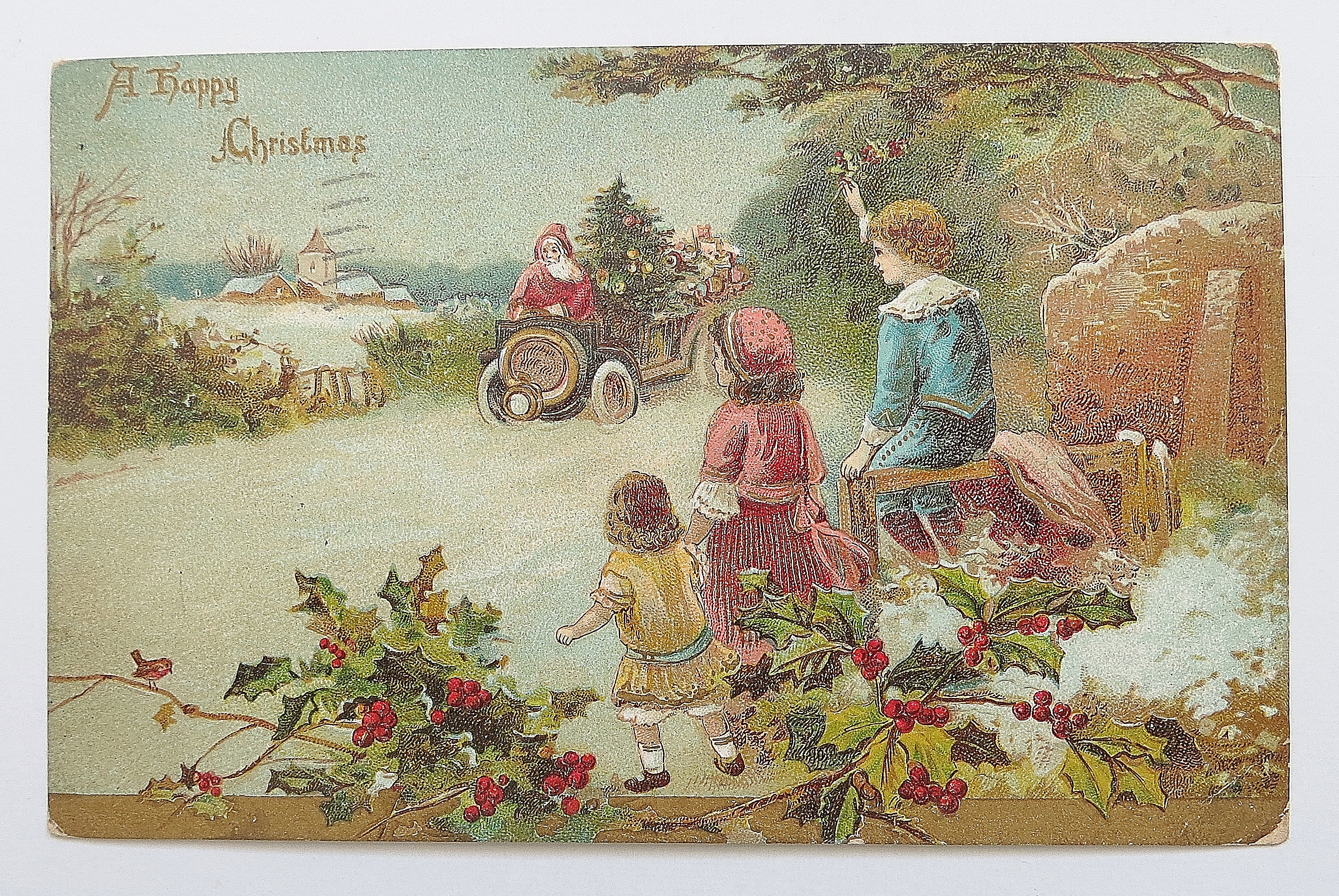 Santa Claus Driving & Delivering Gifts