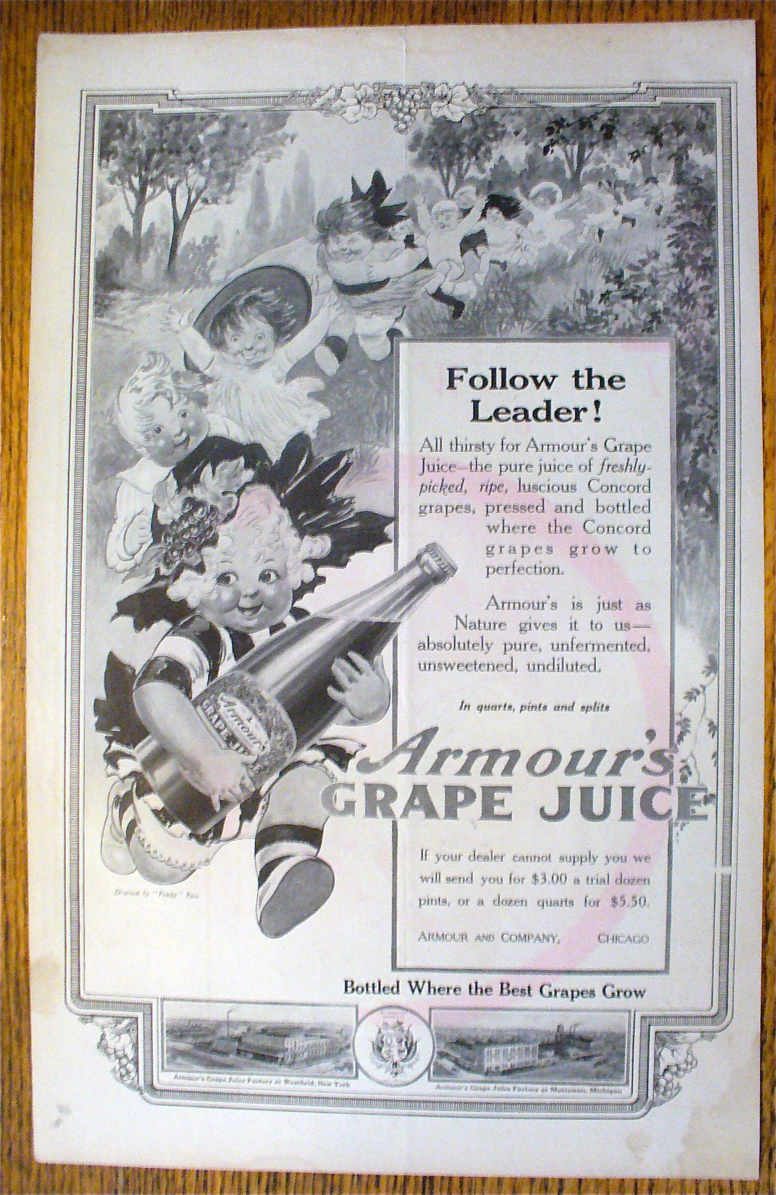 1914 Armour's Grape Juice By Penny Ross w/Girl Running