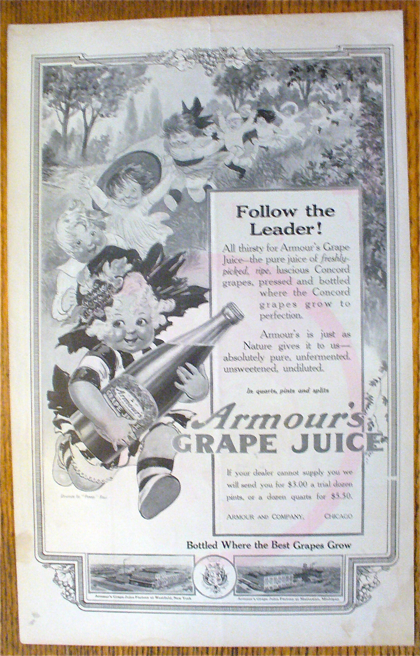 1914 Armour's Grape Juice By Penny Ross w/Girl Running