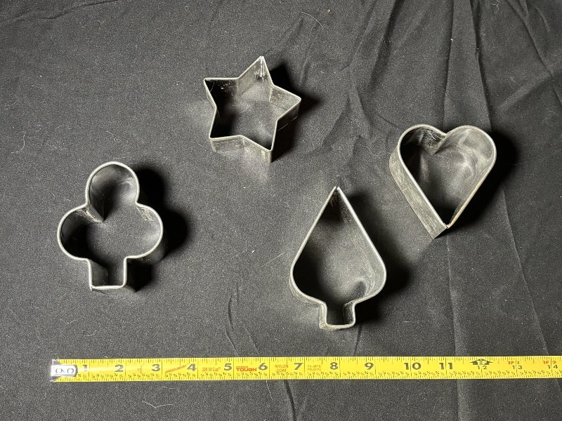 Metal Cookie Cutters Lot of 4 - Spade Heart Club Star