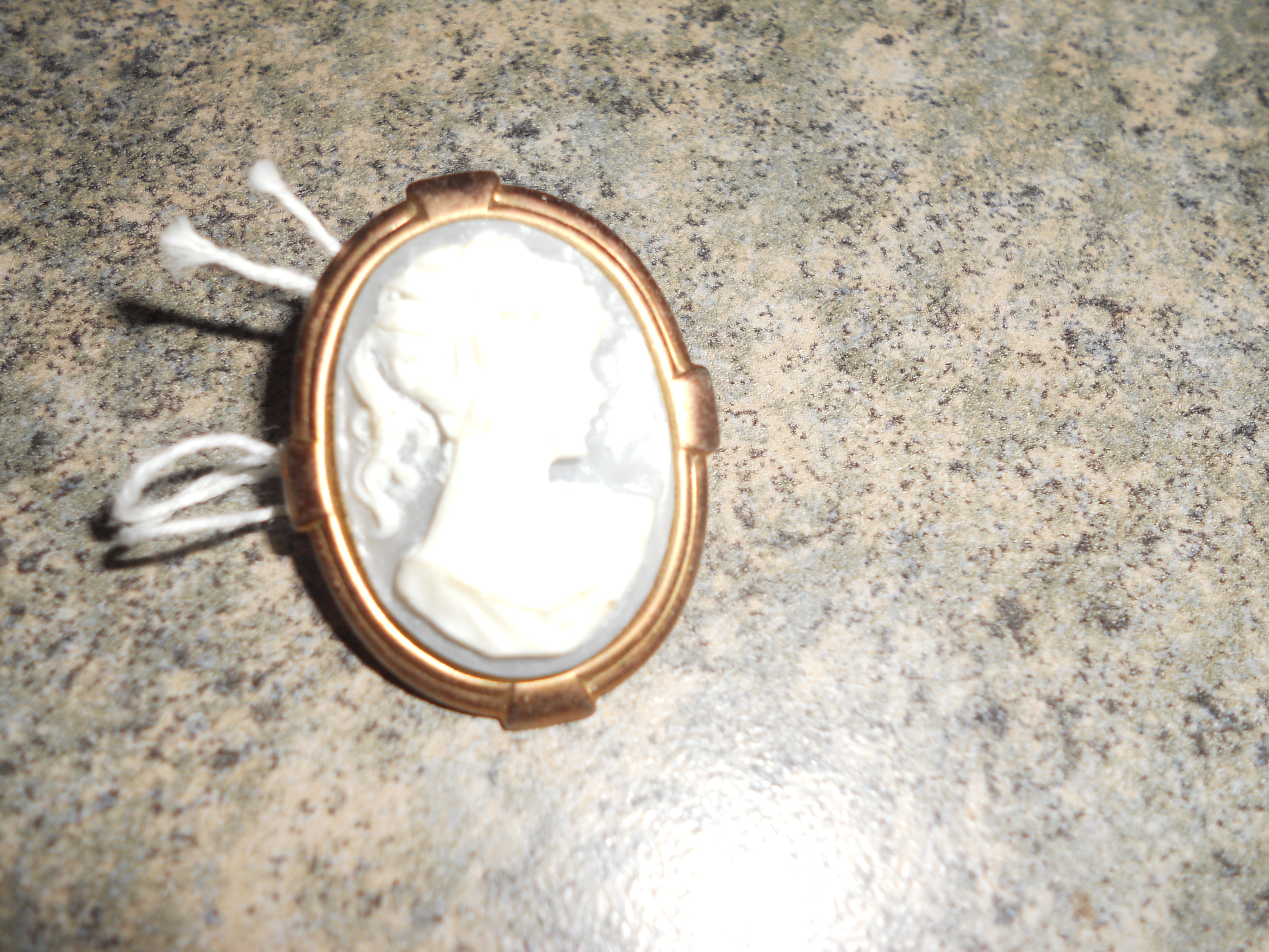 Cameo Pin light blue or gray background gold