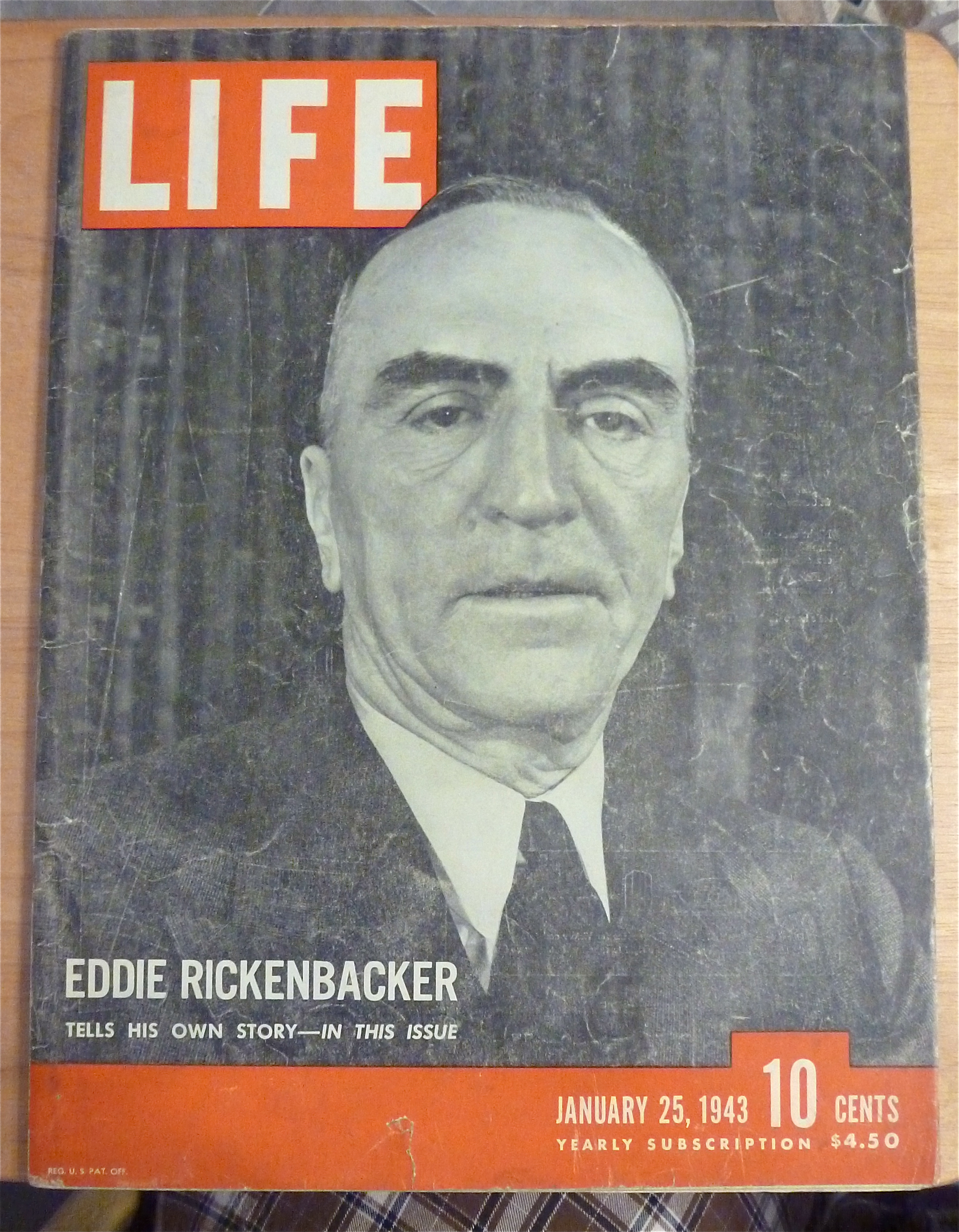Life Magazine-January 25,1943-Eddie Ricken Backer