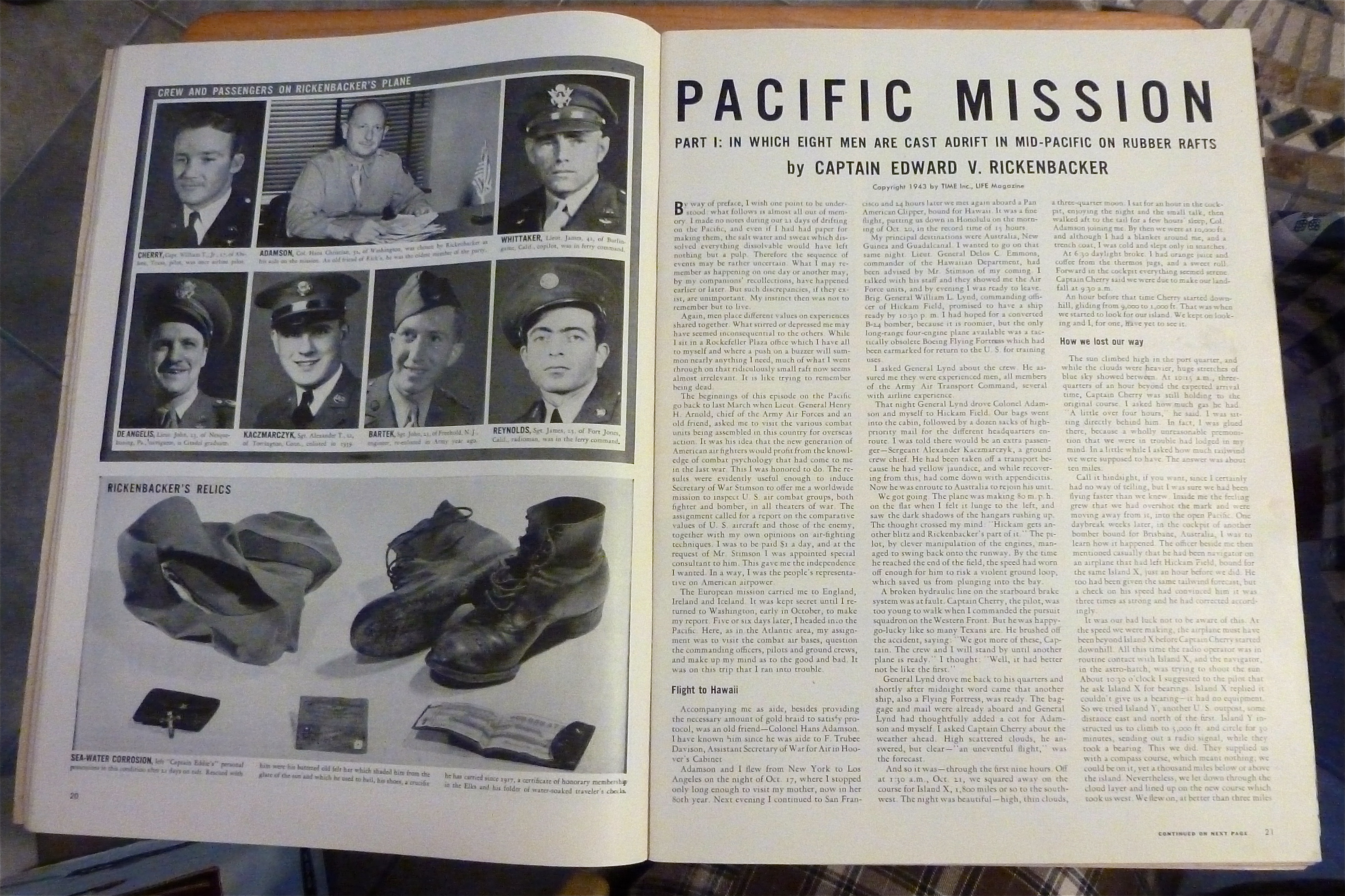 Life Magazine-January 25,1943-Eddie Ricken Backer