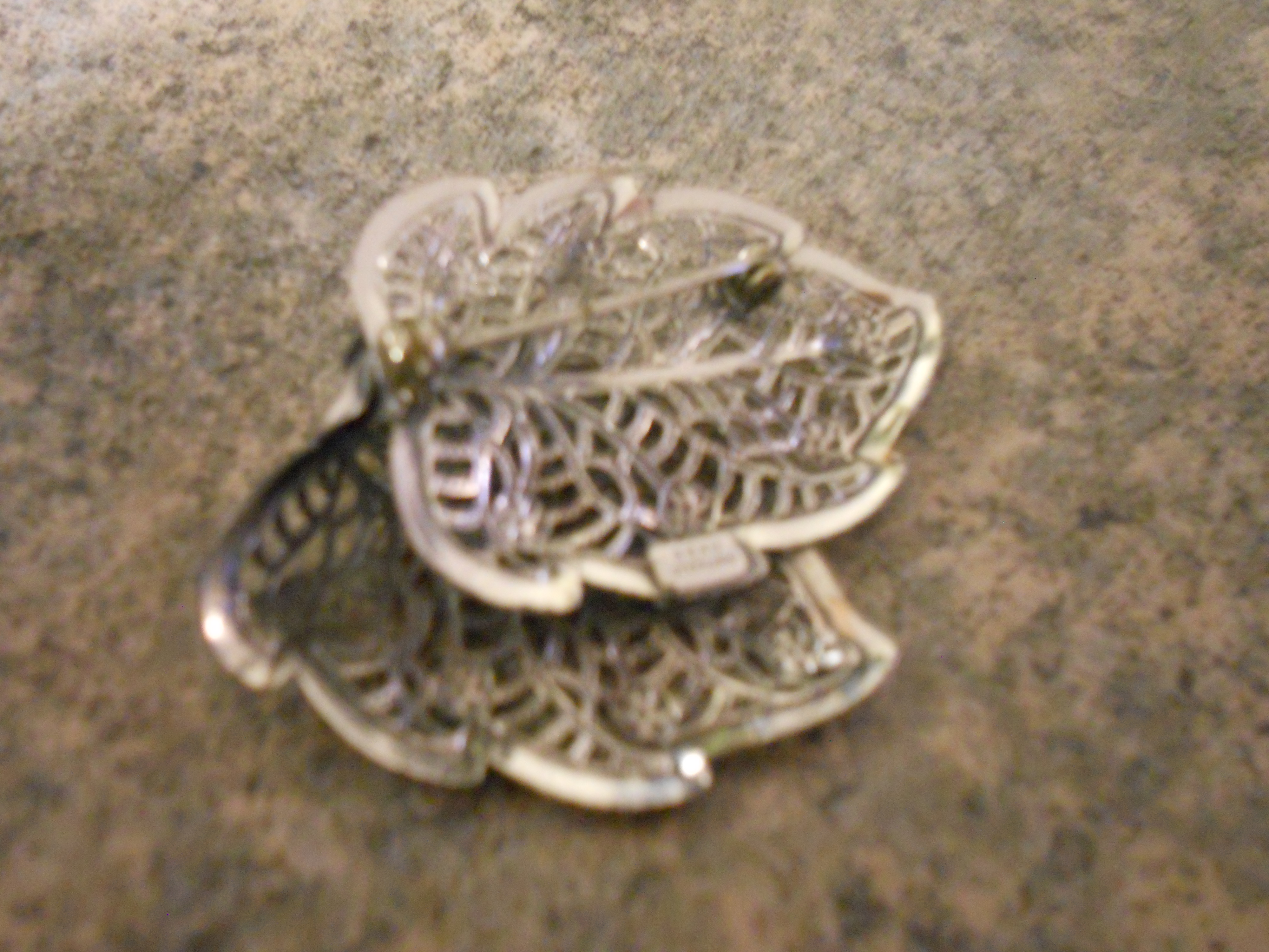 Beau Sterling Leaf Pin Two Leaf Filigree