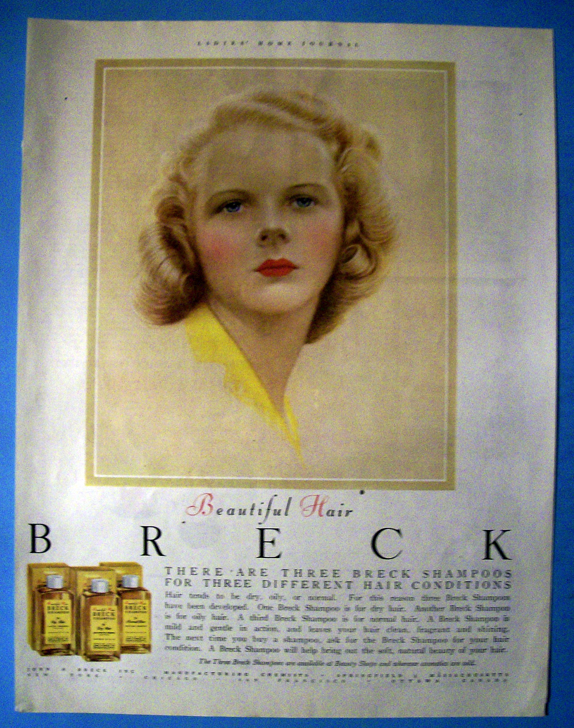 1952 Breck Shampoo w/Blue Eyed Breck Woman