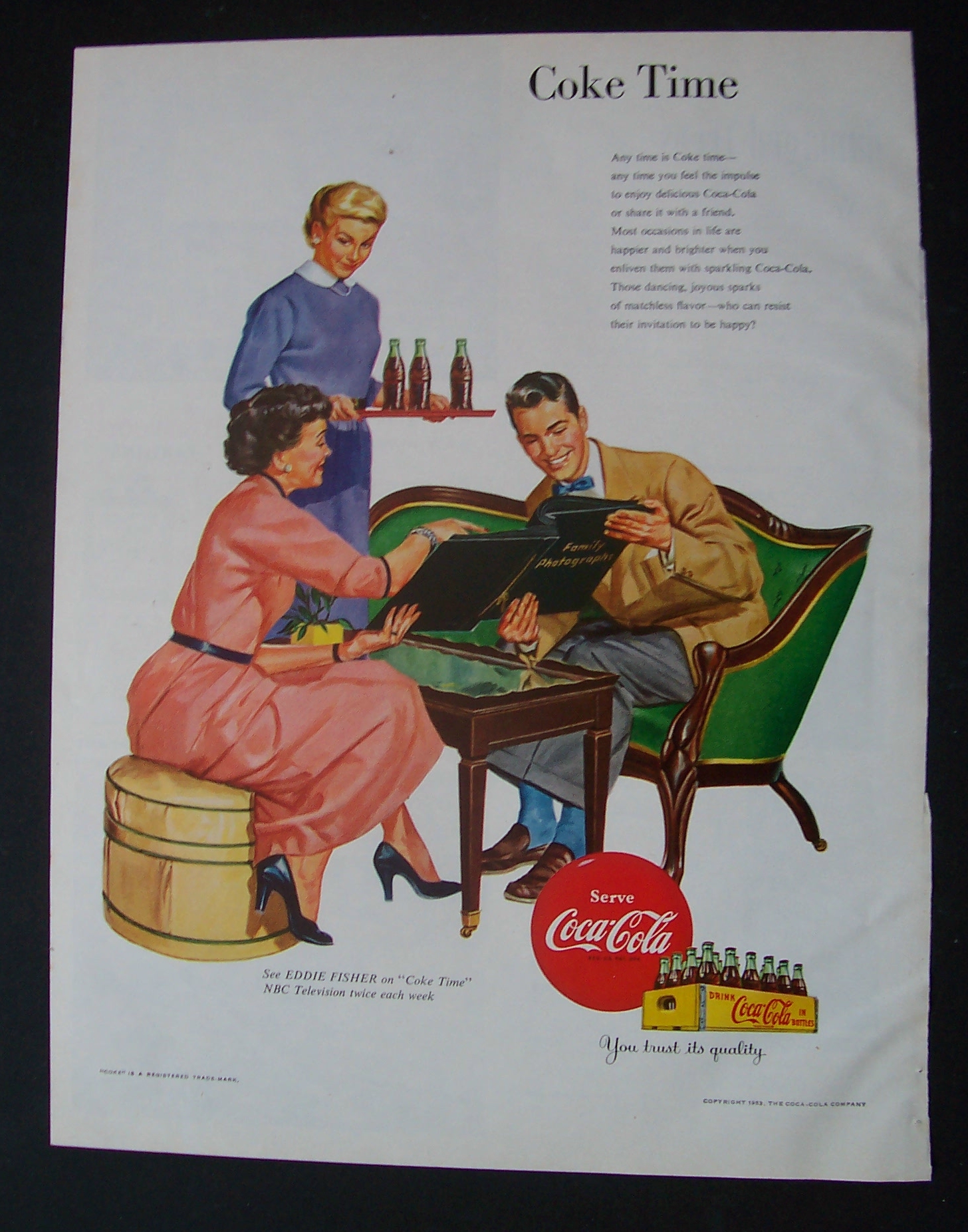 1954 Coca Cola (Coke) with a Family Looking at Photos