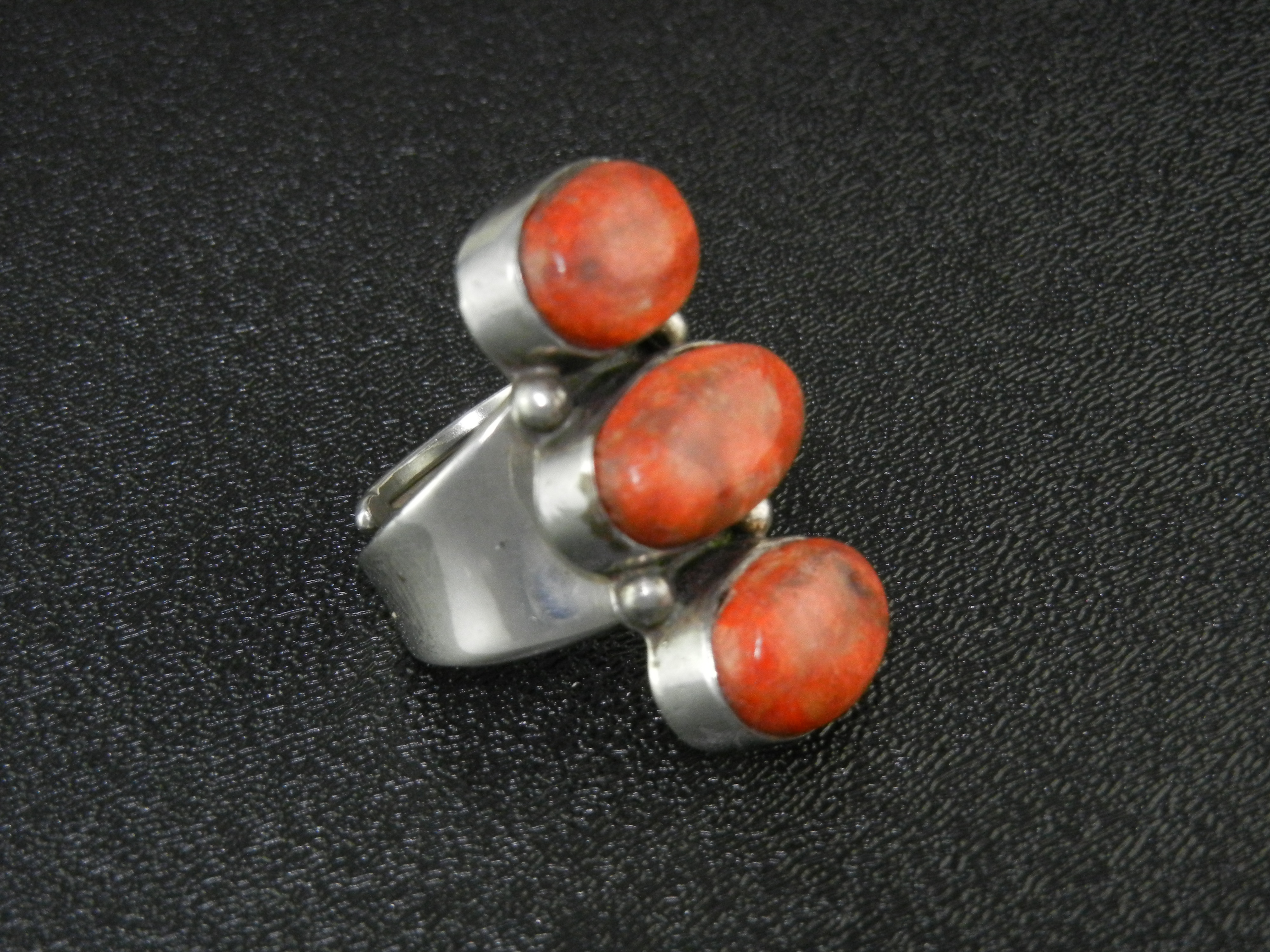 David Troutman Sterling Silver Apple Coral Ring
