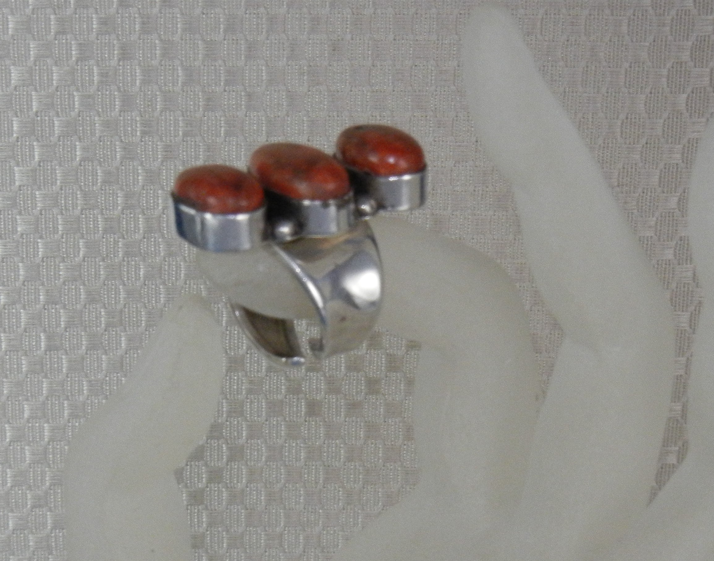 David Troutman Sterling Silver Apple Coral Ring