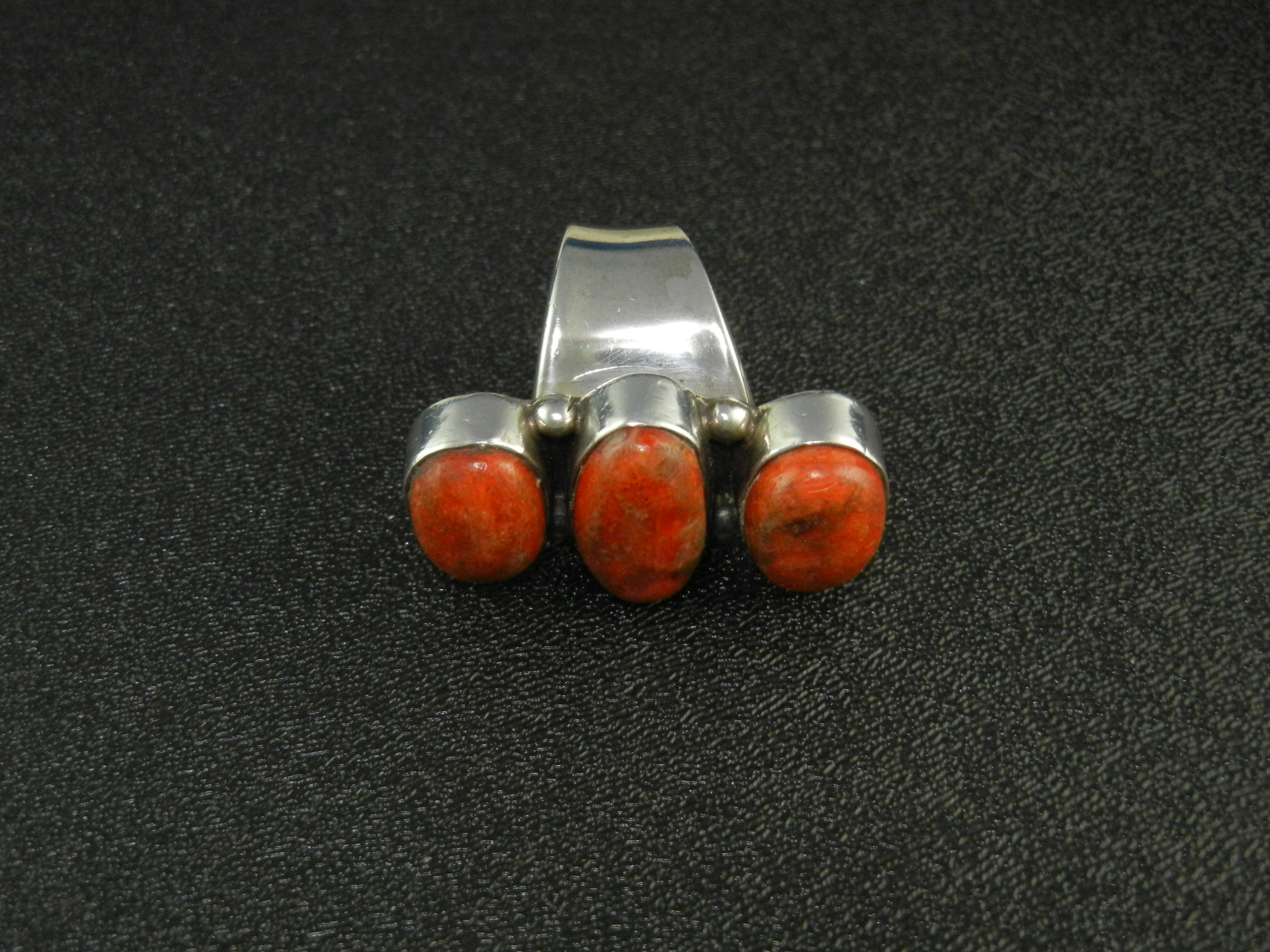 David Troutman Sterling Silver Apple Coral Ring
