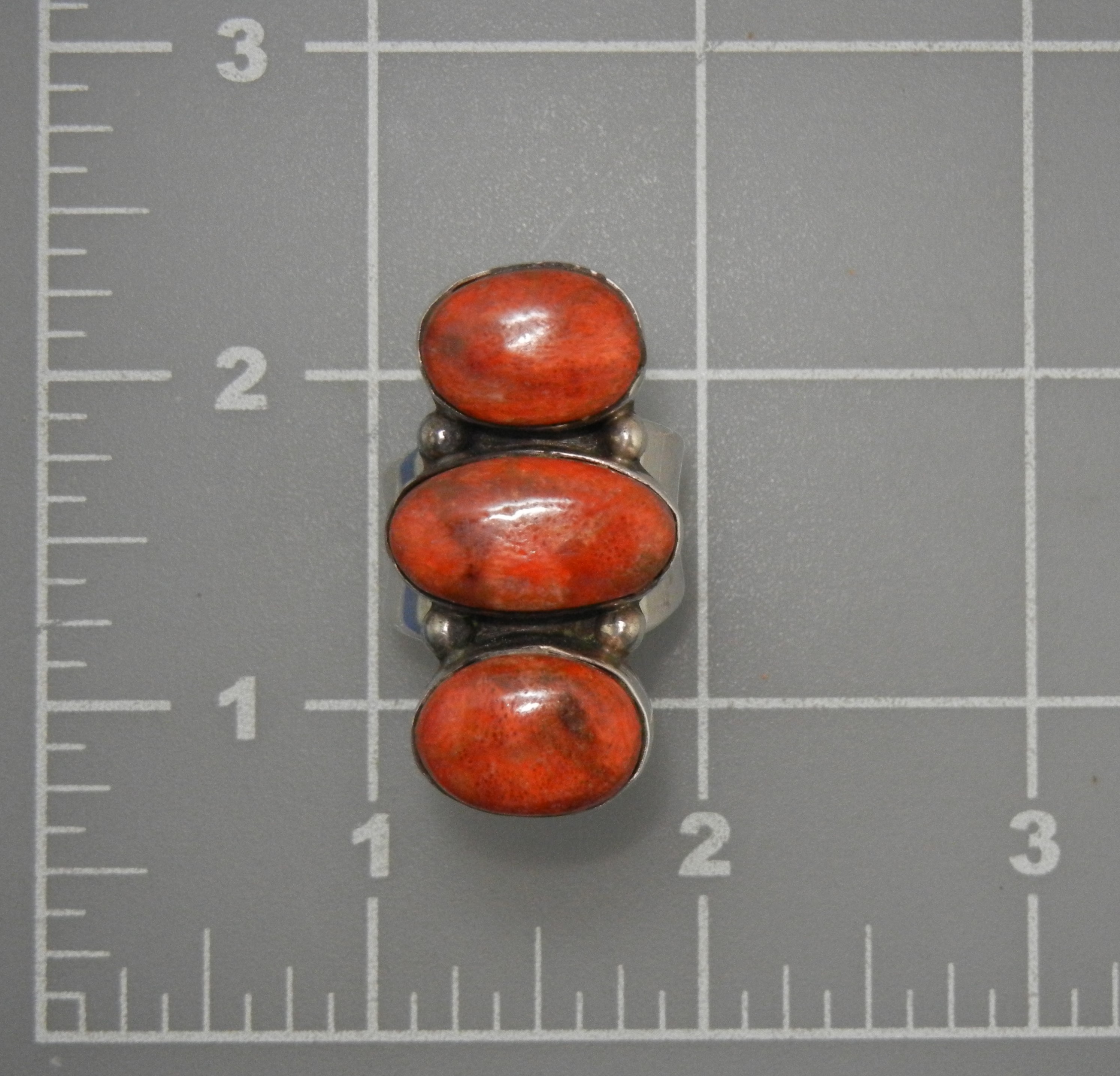 David Troutman Sterling Silver Apple Coral Ring