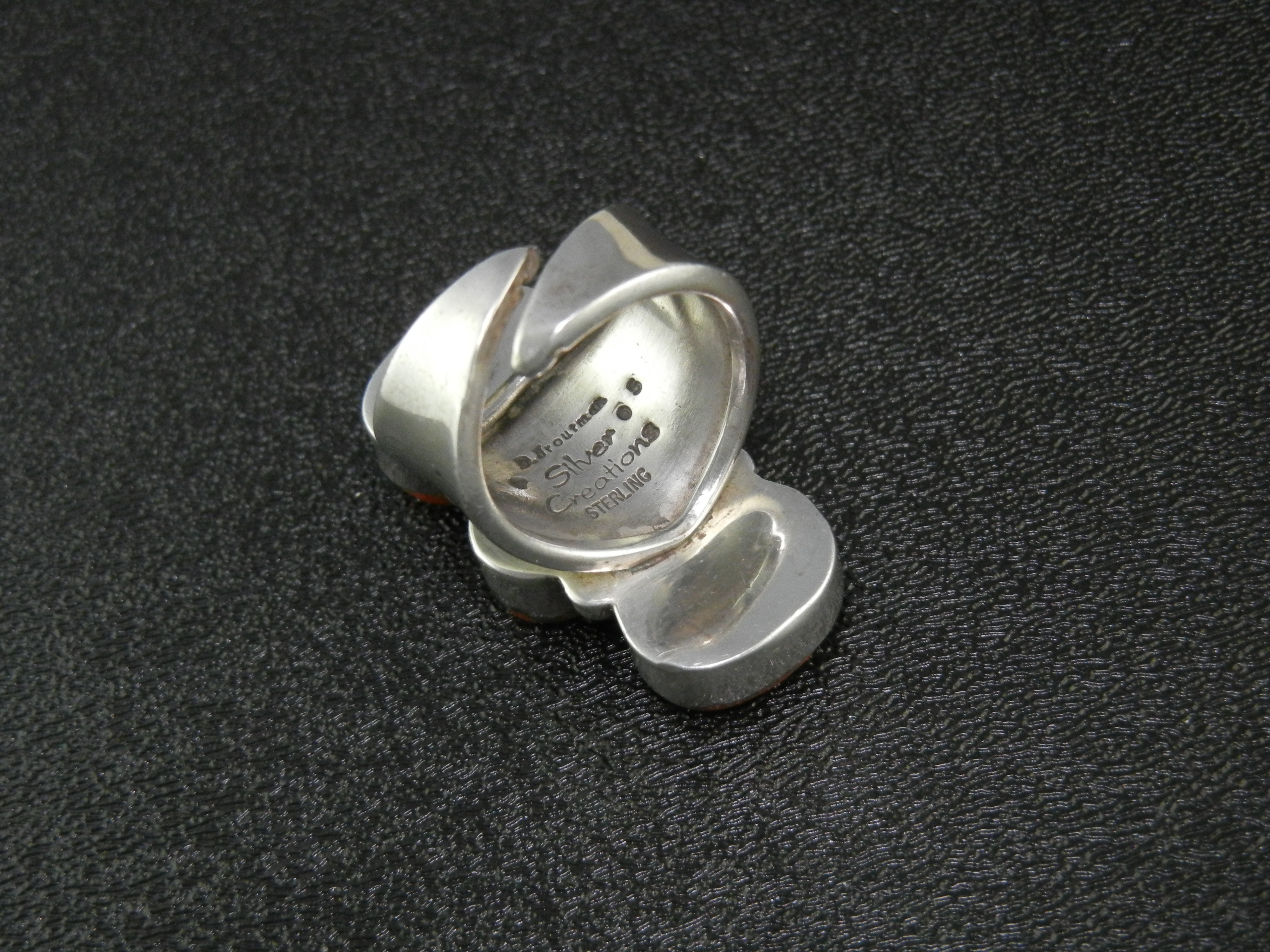 David Troutman Sterling Silver Apple Coral Ring