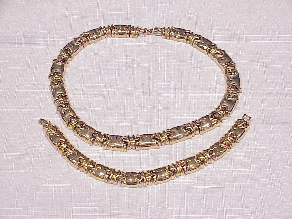 Monet Gold Tone Link Choker Necklace And Bracelet Set